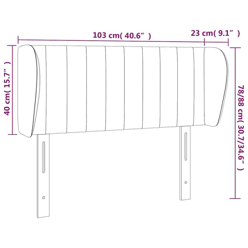 vidaXL Κεφαλάρι με Πτερύγια Σκούρο Μπλε 103x23x78/88 εκ. Βελούδινο