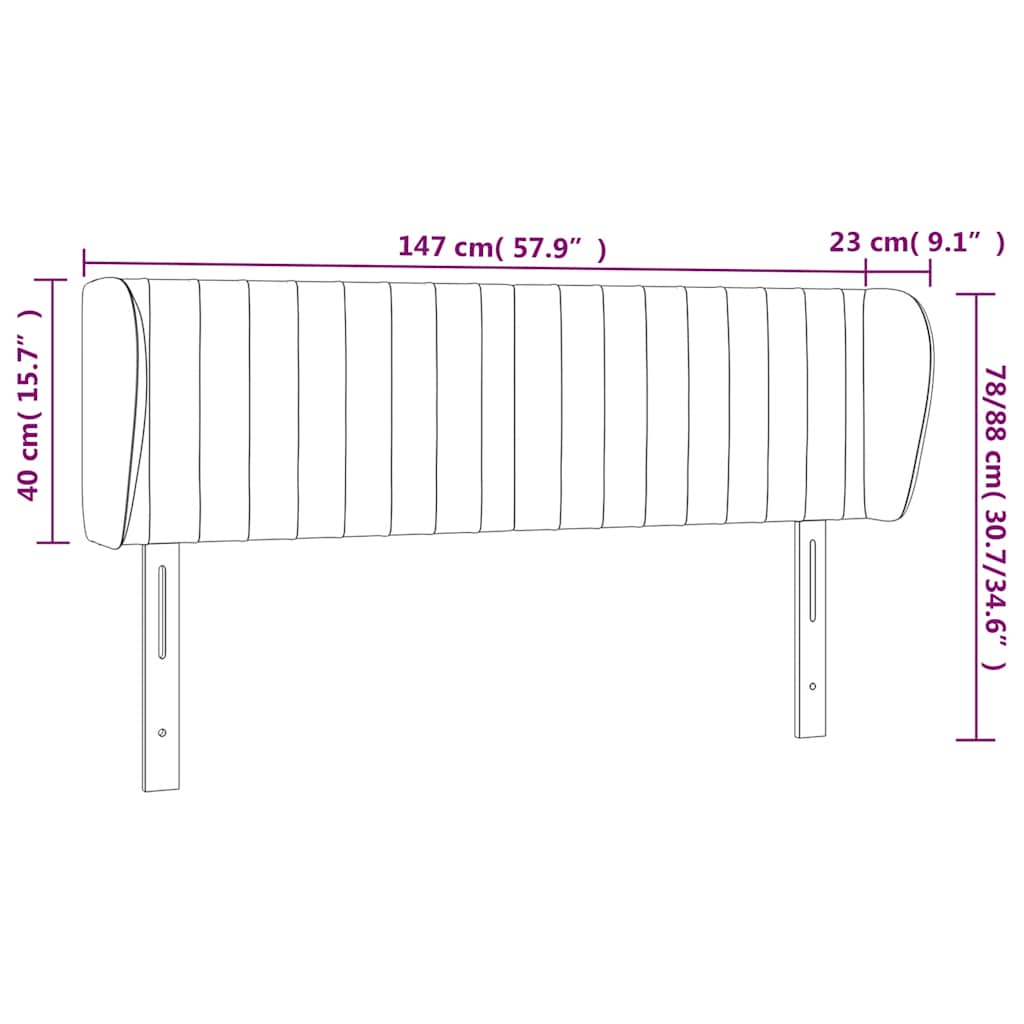 vidaXL Κεφαλάρι με Πτερύγια Σκούρο Πράσινο 147x23x78/88 εκ. Βελούδινο