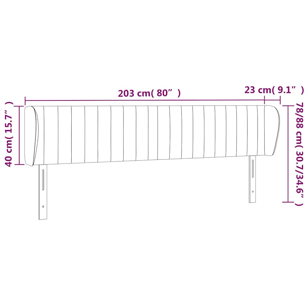 vidaXL Κεφαλάρι με Πτερύγια Σκούρο Μπλε 203x23x78/88 εκ. Βελούδινο