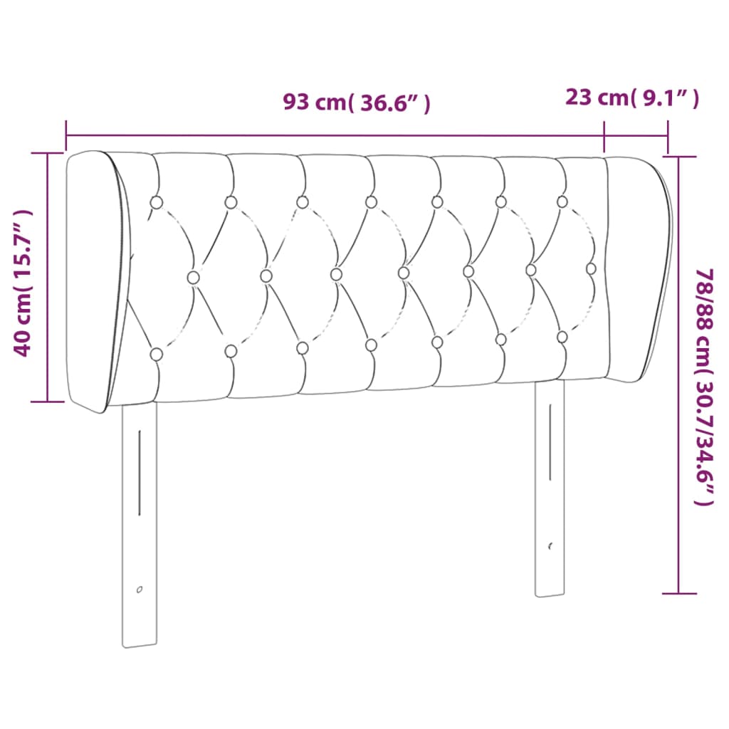 vidaXL Κεφαλάρι με Πτερύγια Κρεμ 93x23x78/88 εκ. Υφασμάτινο