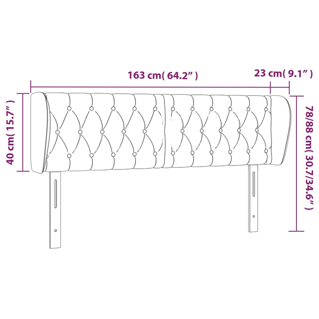 vidaXL Κεφαλάρι με Πτερύγια Σκούρο Καφέ 163x23x78/88 εκ. Υφασμάτινο