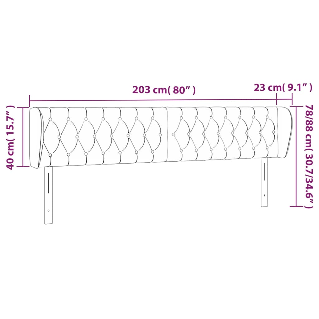 vidaXL Κεφαλάρι με Πτερύγια Σκούρο Καφέ 203 x 23 x 78/88εκ. Υφασμάτινο