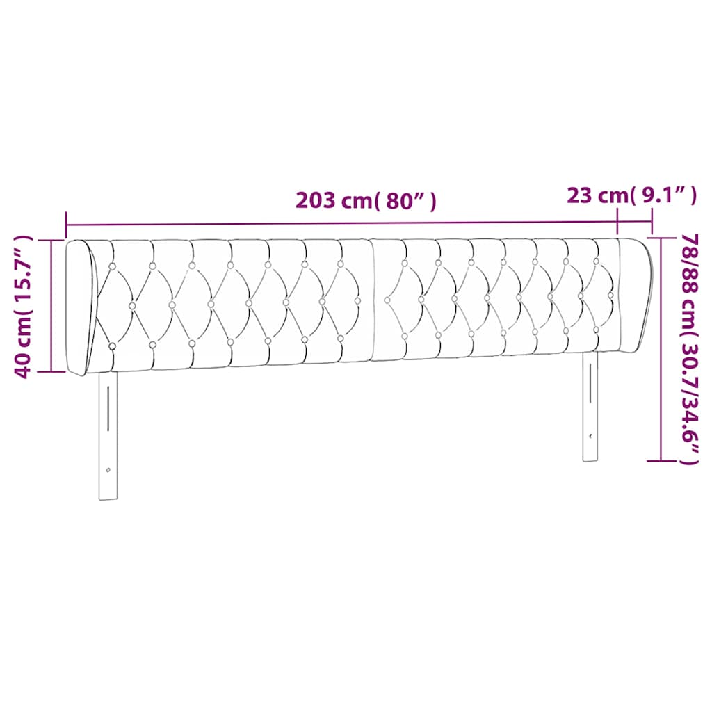 vidaXL Κεφαλάρι με Πτερύγια Μπλε 203 x 23 x 78/88 εκ. Υφασμάτινο
