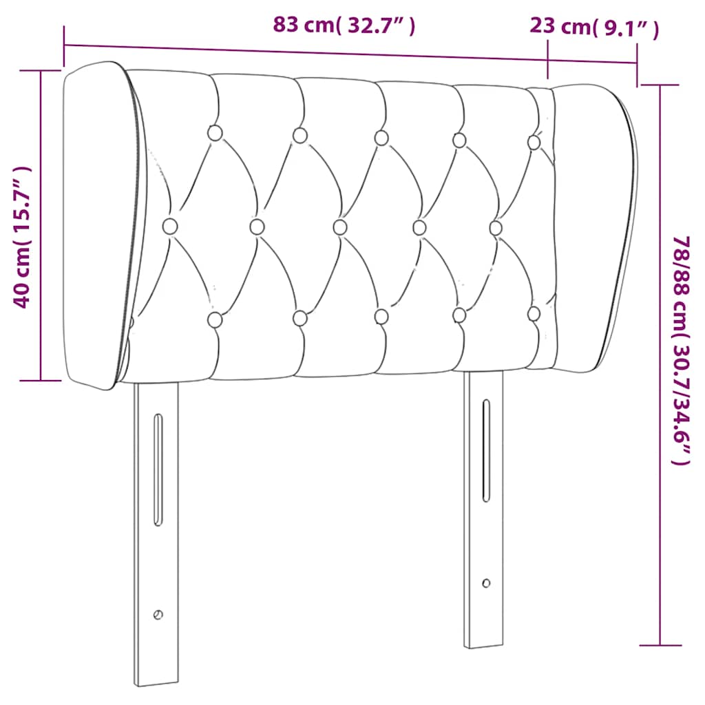 vidaXL Κεφαλάρι με Πτερύγια Σκούρο Πράσινο 83x23x78/88 εκ. Βελούδινο