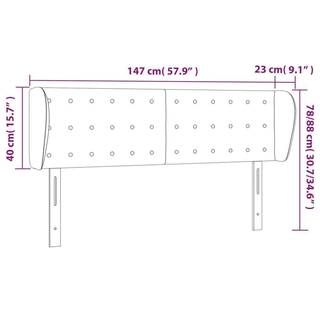 vidaXL Κεφαλάρι με Πτερύγια Κρεμ 147 x 23 x 78/88 εκ. Υφασμάτινο