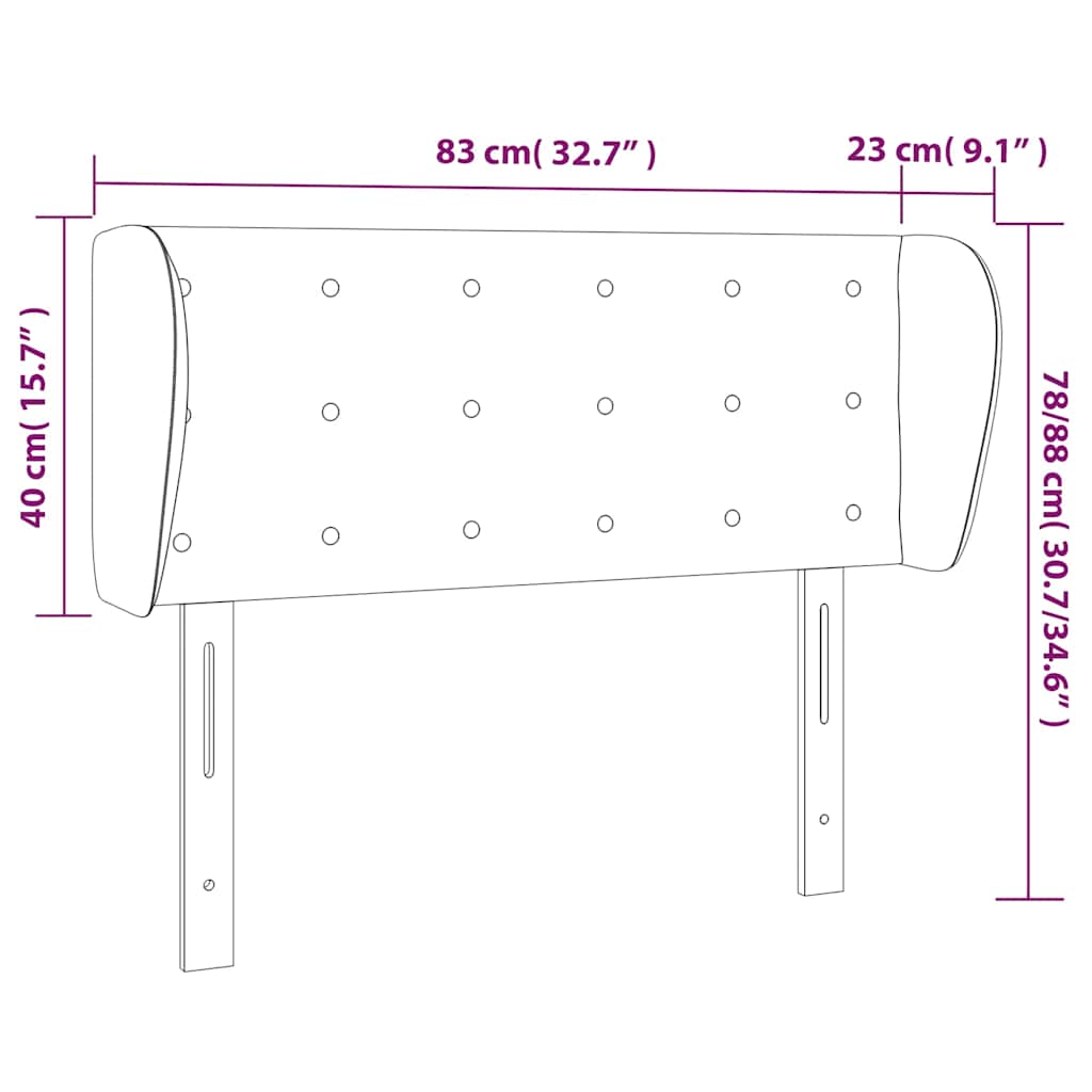 vidaXL Κεφαλάρι με Πτερύγια Σκούρο Πράσινο 83x23x78/88 εκ. Βελούδινο