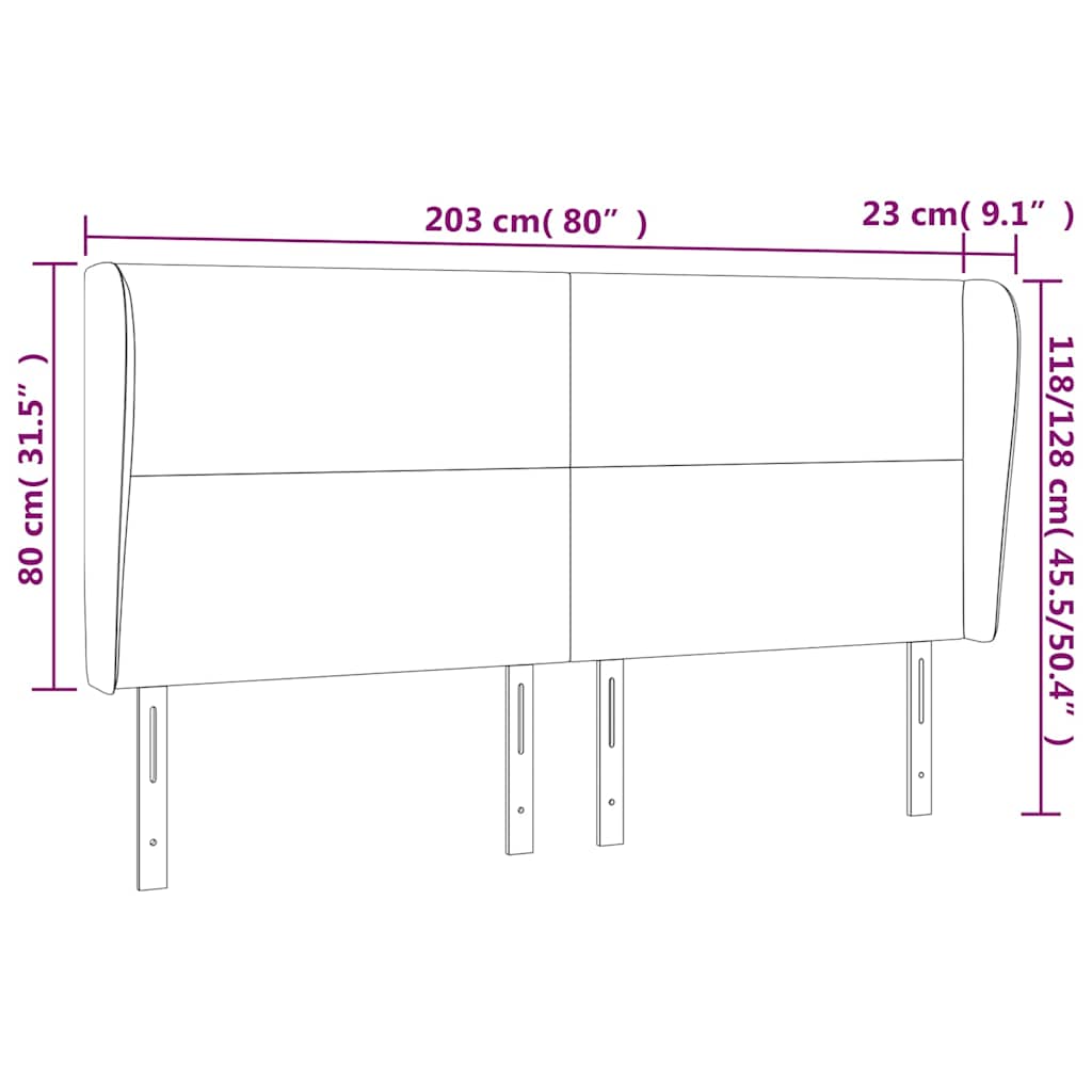 vidaXL Κεφαλάρι με Πτερύγια Κρεμ 203x23x118/128 εκ. Υφασμάτινο