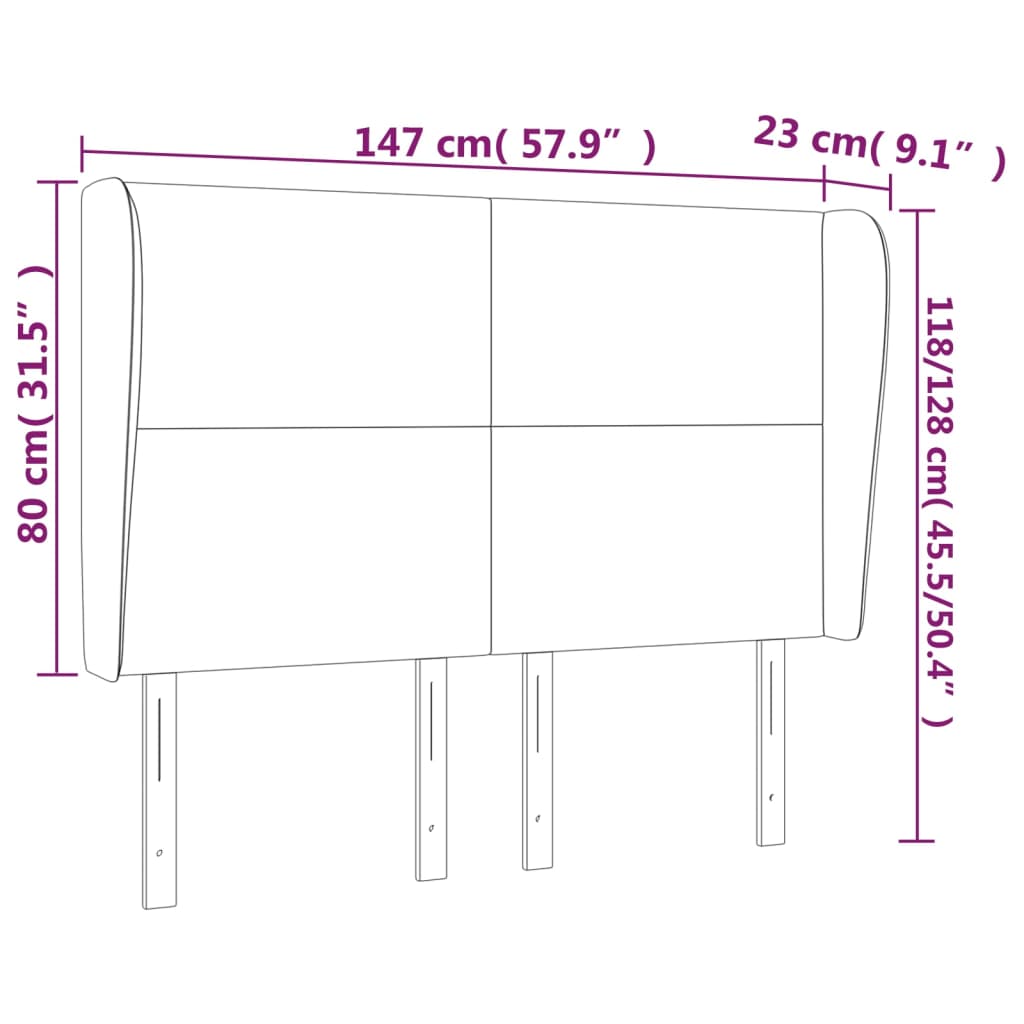 vidaXL Κεφαλάρι με Πτερύγια Ροζ 147x23x118/128 εκ. Βελούδινο