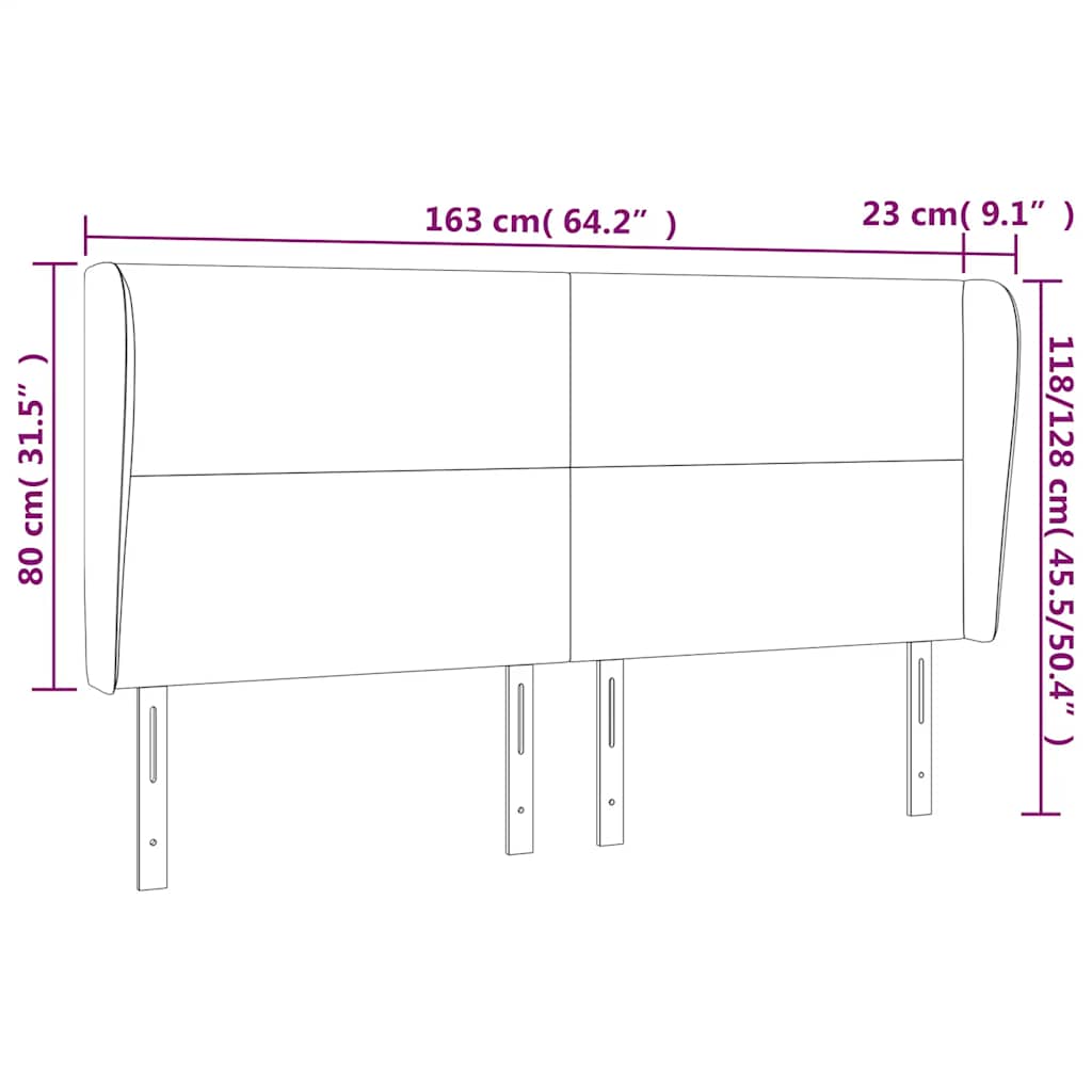 vidaXL Κεφαλάρι με Πτερύγια Σκούρο Μπλε 163x23x118/128 εκ. Βελούδινο