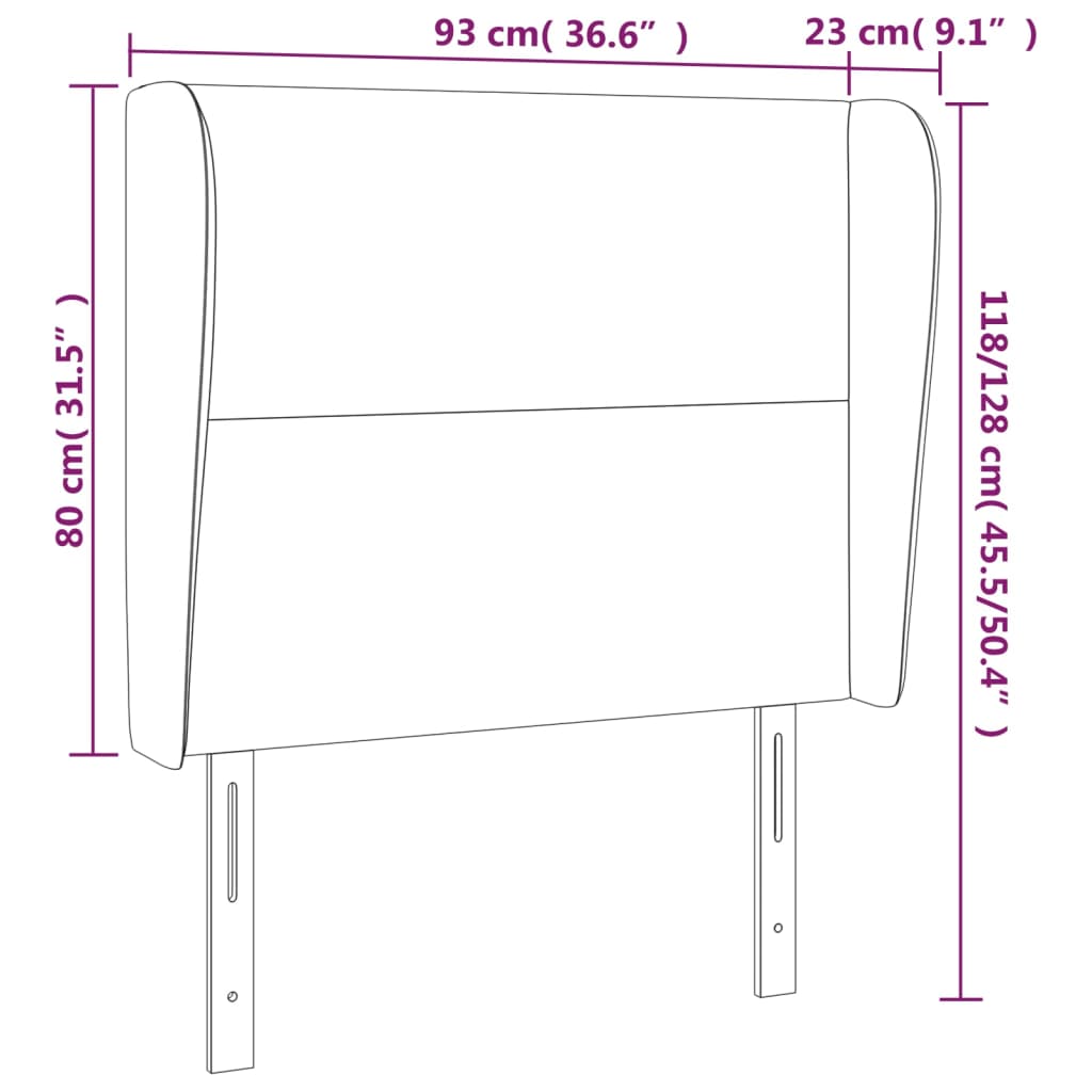 vidaXL Κεφαλάρι με Πτερύγια Καπουτσίνο 93x23x118/128 εκ. Συνθ. Δέρμα