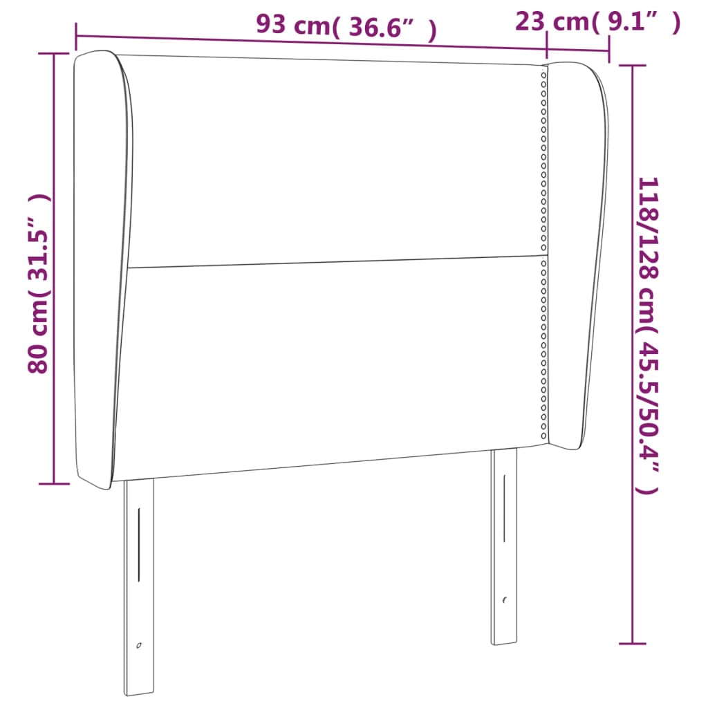 vidaXL Κεφαλάρι με Πτερύγια Μπλε 93 x 23 x 118/128 εκ. Υφασμάτινο