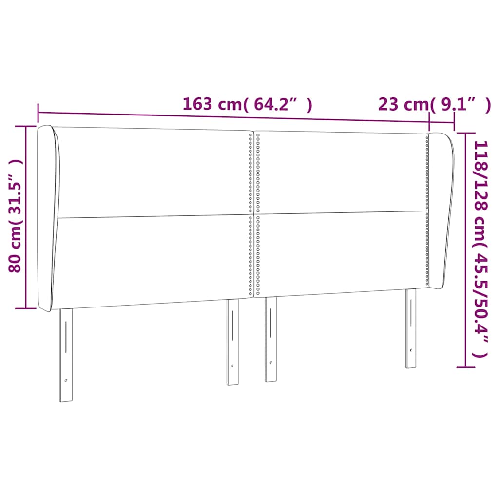 vidaXL Κεφαλάρι με Πτερύγια Μαύρο 163x23x118/128 εκ. Υφασμάτινο