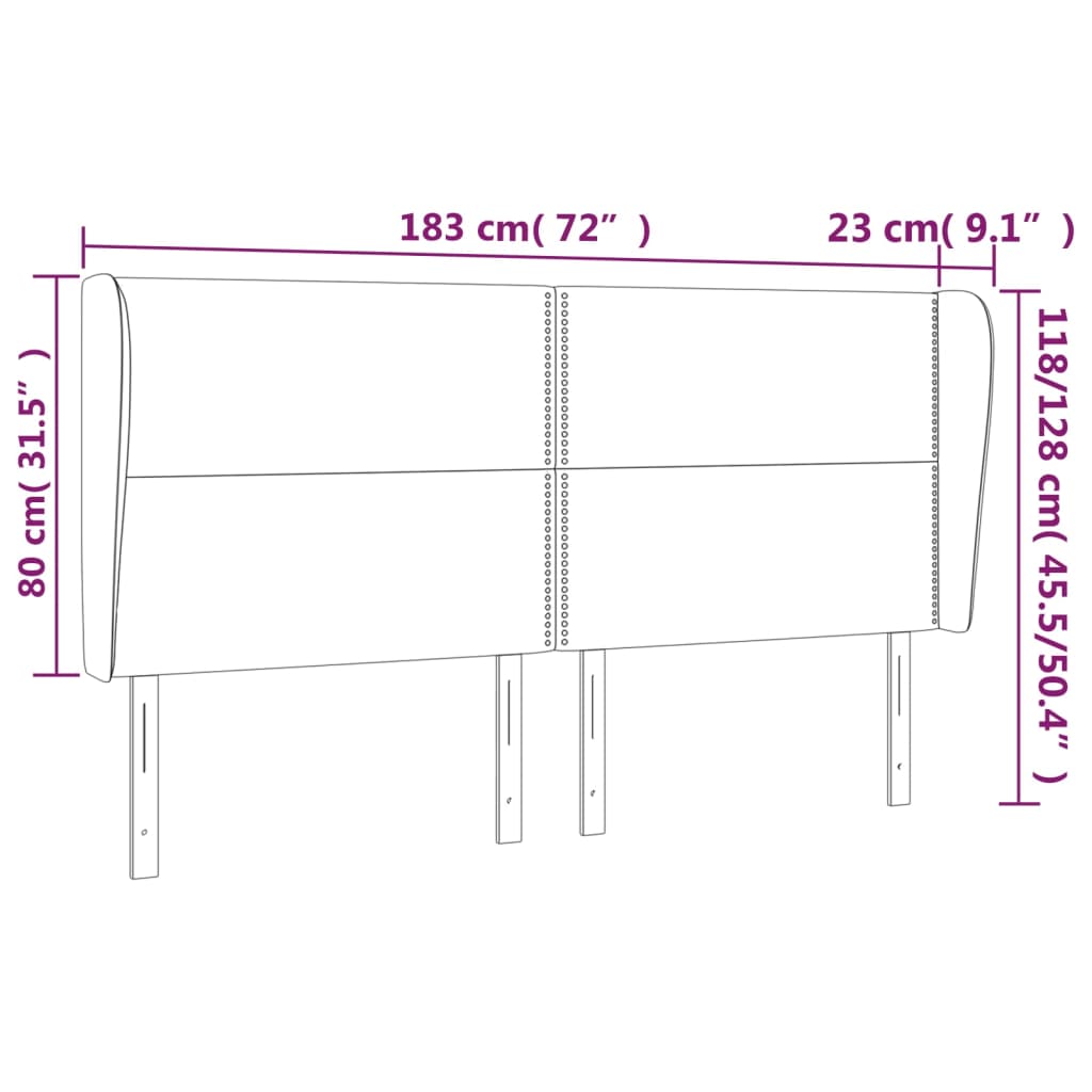 vidaXL Κεφαλάρι με Πτερύγια Κρεμ 183x23x118/128 εκ. Υφασμάτινο