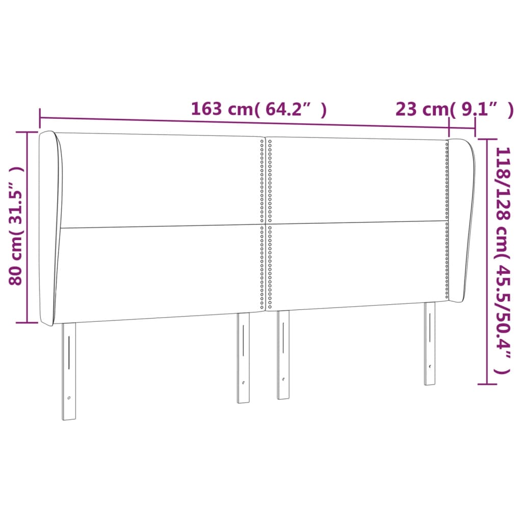 vidaXL Κεφαλάρι με Πτερύγια Σκούρο Γκρι 163x23x118/128 εκ. Βελούδινο
