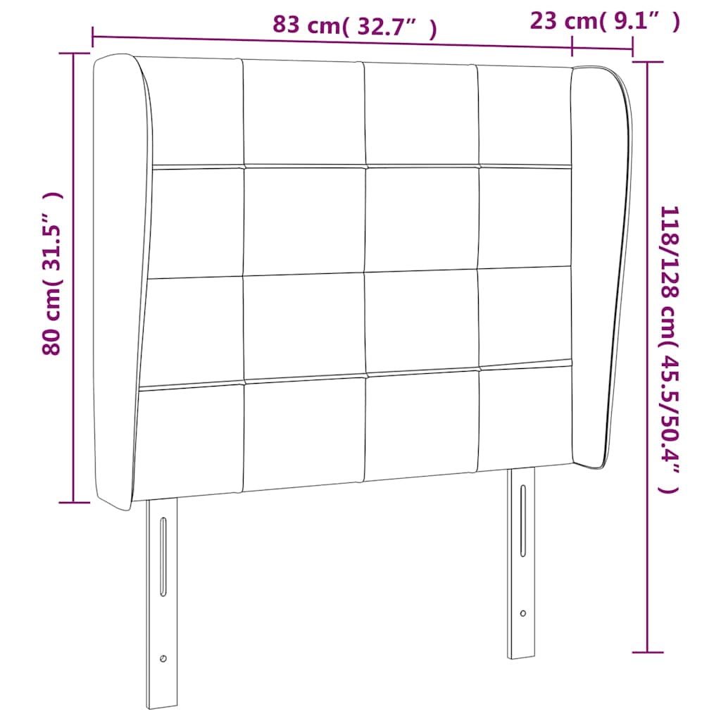 vidaXL Κεφαλάρι με Πτερύγια Σκούρο Καφέ 83x23x118/128 εκ. Υφασμάτινο