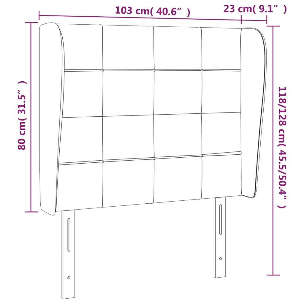 vidaXL Κεφαλάρι με Πτερύγια Μαύρο 103x23x118/128 εκ. Υφασμάτινο