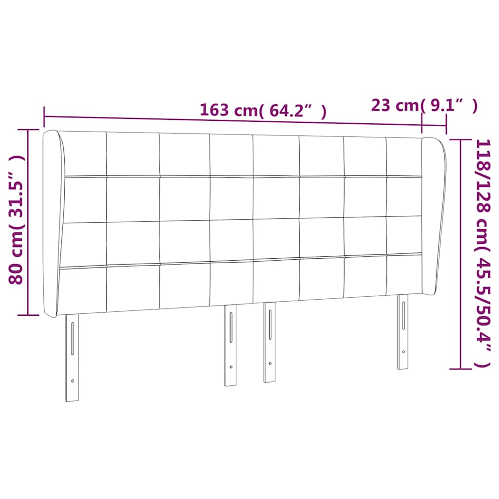 vidaXL Κεφαλάρι με Πτερύγια Σκούρο Καφέ 163x23x118/128 εκ. Υφασμάτινο