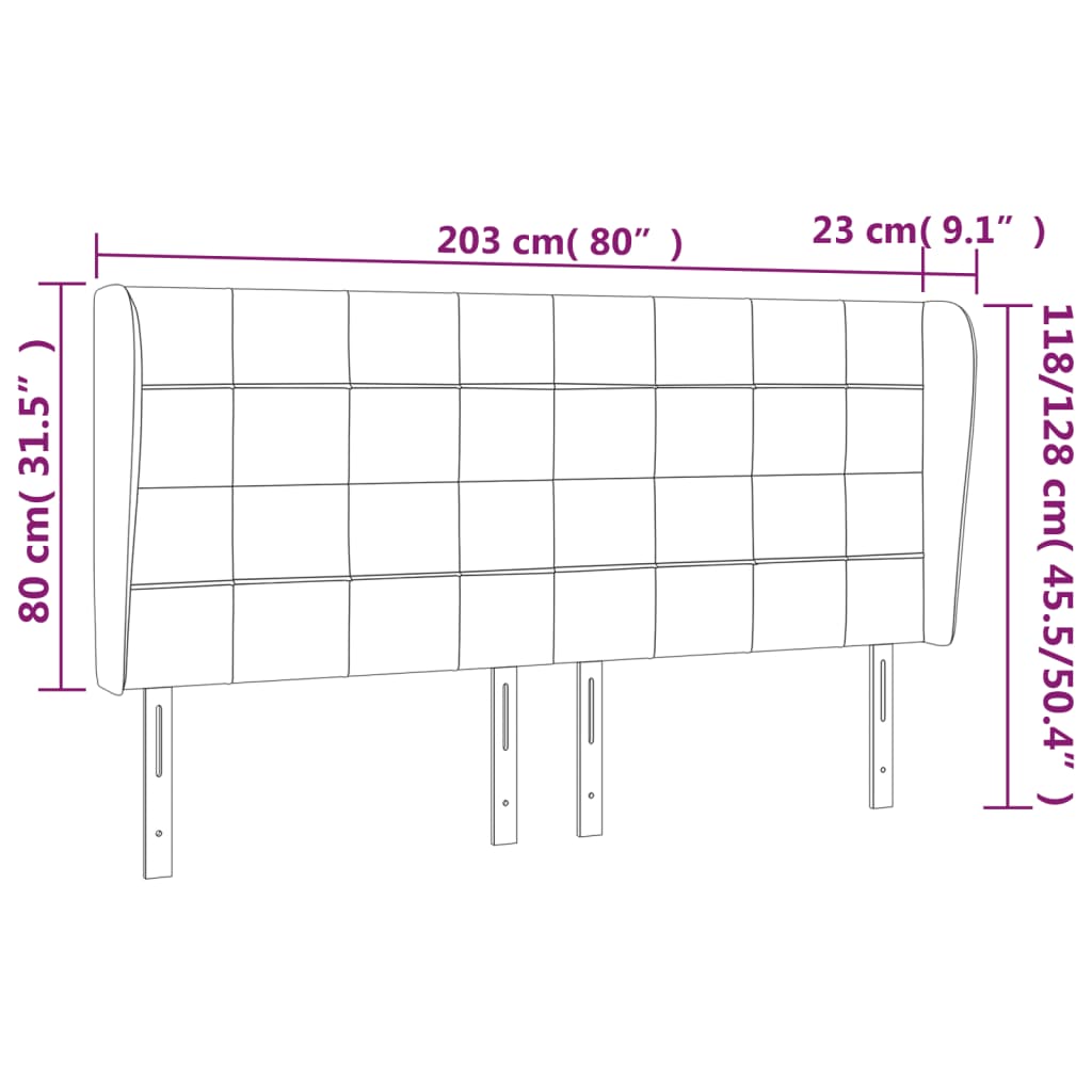 vidaXL Κεφαλάρι με Πτερύγια Μπλε 203x23x118/128 εκ. Υφασμάτινο