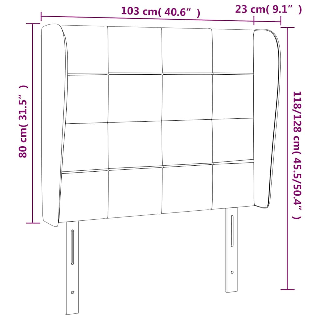 vidaXL Κεφαλάρι με Πτερύγια Μαύρο 103x23x118/128 εκ. Βελούδινο