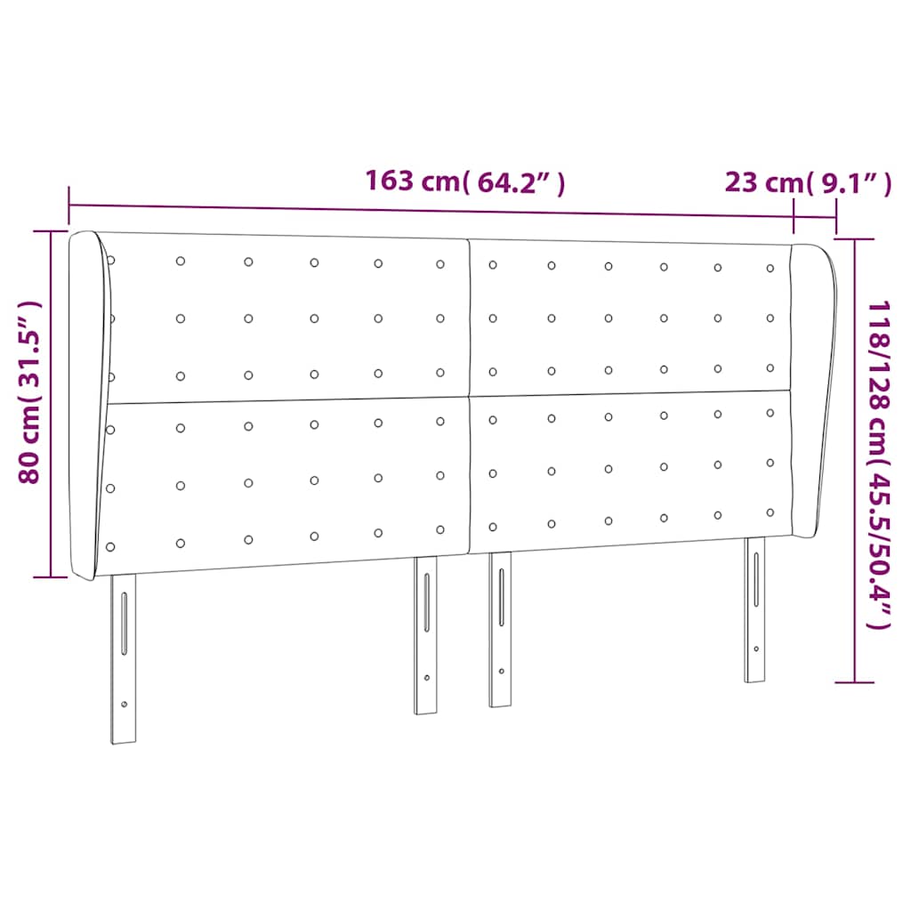 vidaXL Κεφαλάρι με Πτερύγια Καπουτσίνο 163x23x118/128 εκ. Συνθ. Δέρμα