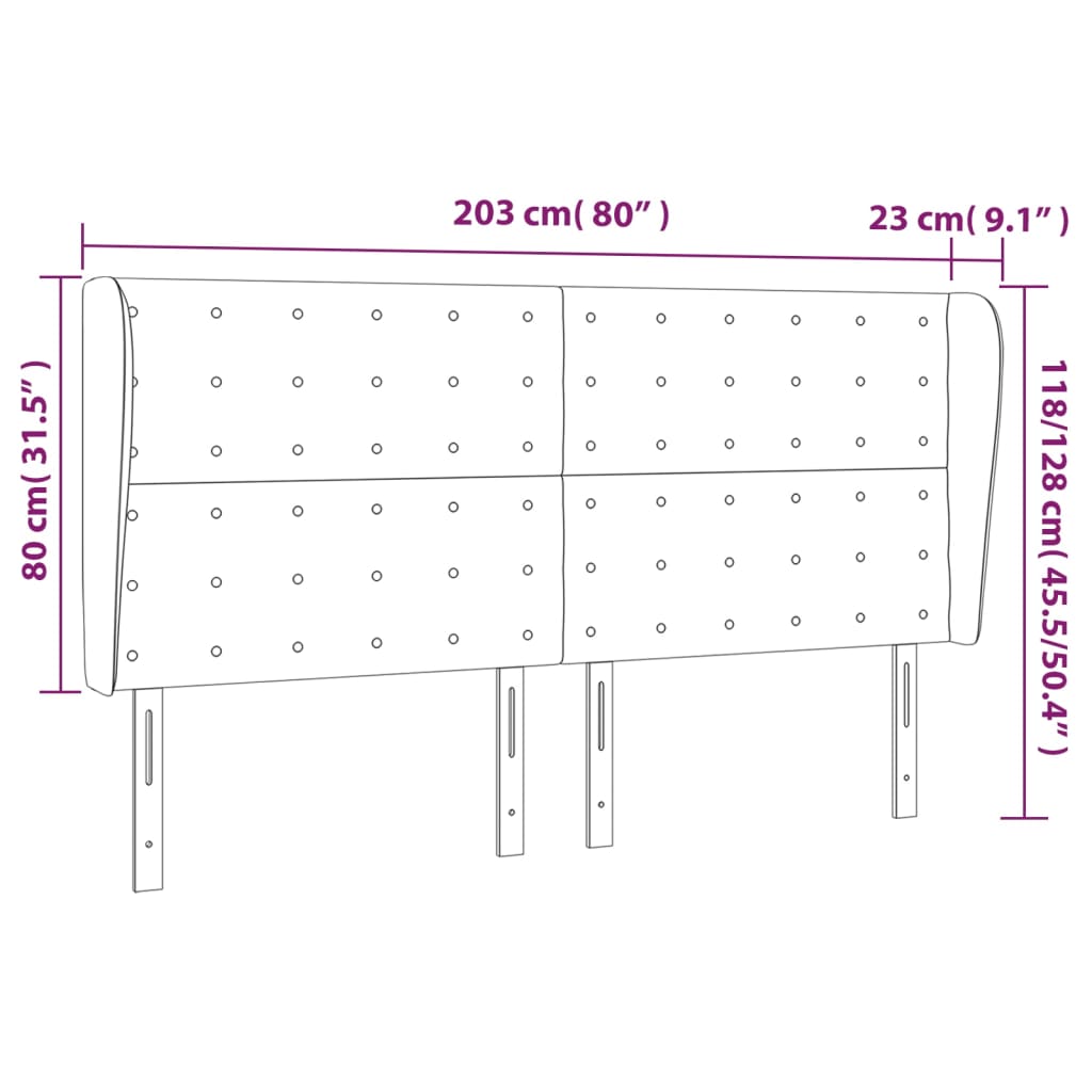 vidaXL Κεφαλάρι με Πτερύγια Γκρι 203x23x118/128 εκ. Συνθετικό Δέρμα