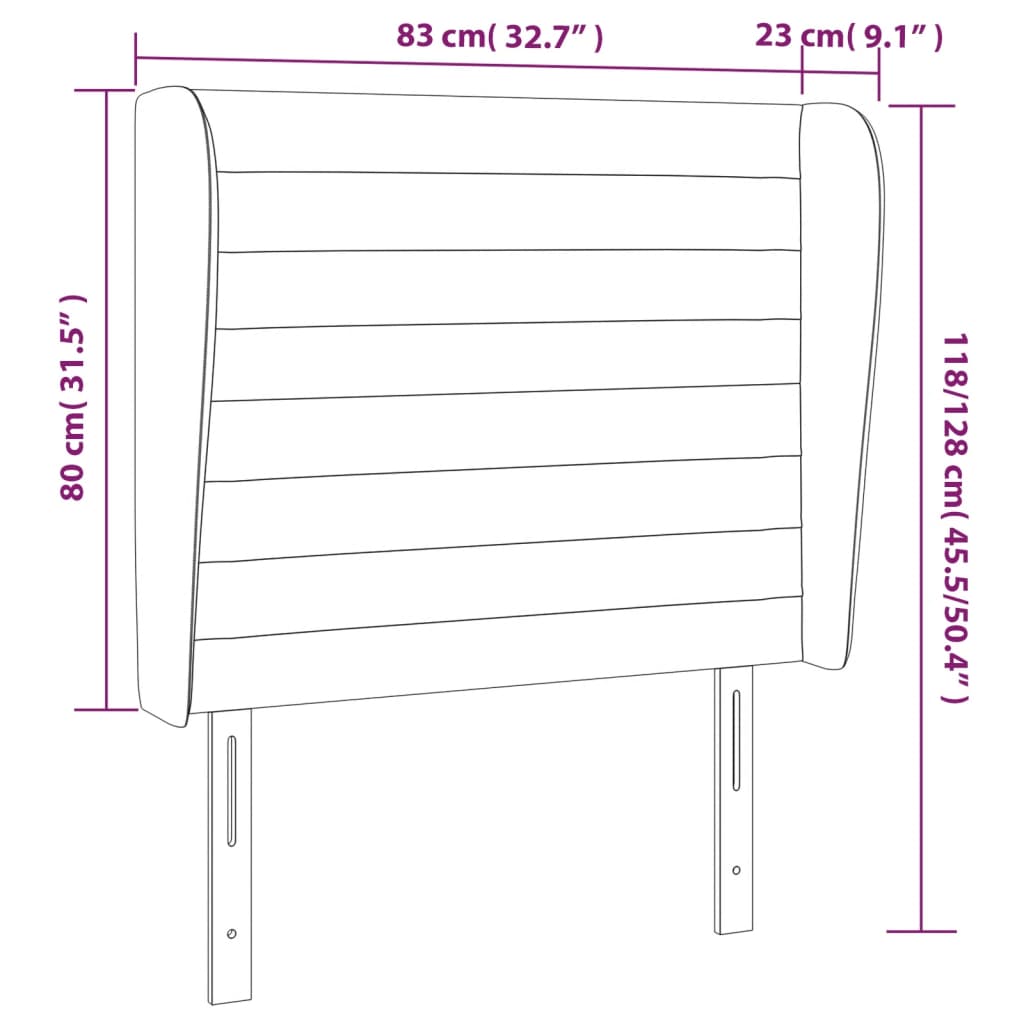 vidaXL Κεφαλάρι με Πτερύγια Μπλε 83x23x118/128 εκ. Υφασμάτινο