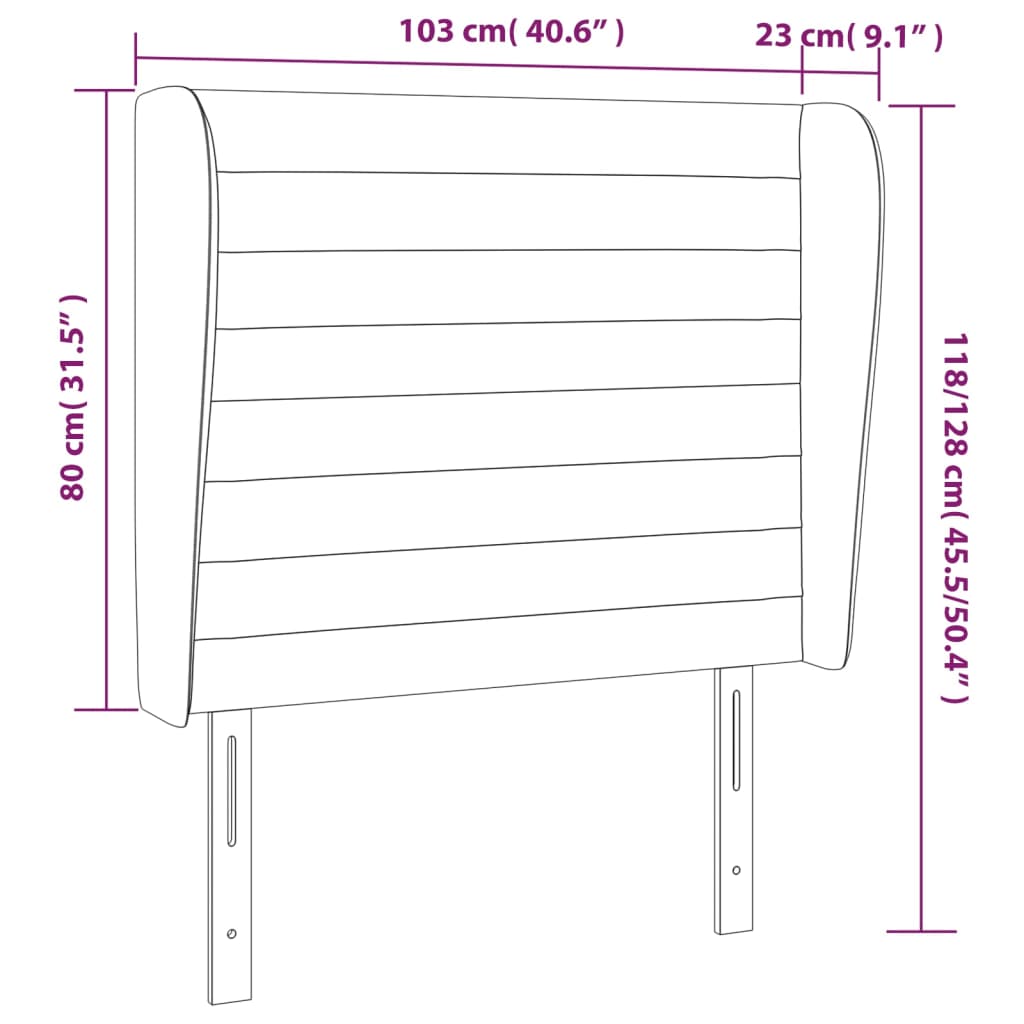 vidaXL Κεφαλάρι με Πτερύγια Σκούρο Καφέ 103x23x118/128 εκ. Υφασμάτινο