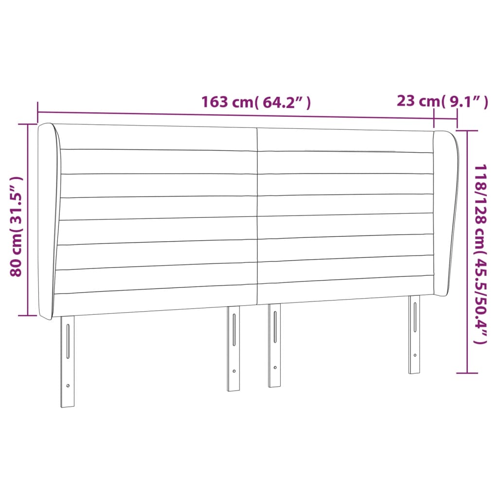 vidaXL Κεφαλάρι με Πτερύγια Μαύρο 163x23x118/128 εκ. Υφασμάτινο