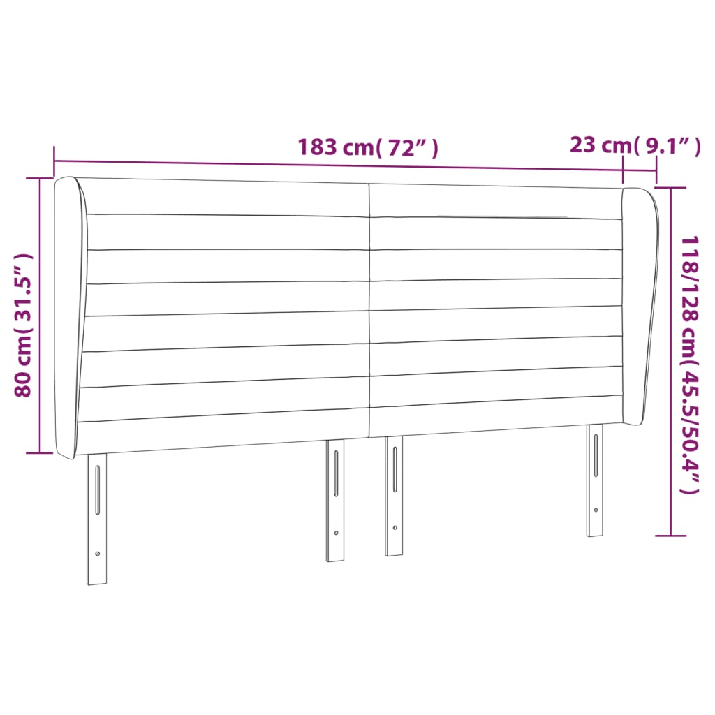 vidaXL Κεφαλάρι με Πτερύγια Σκούρο Καφέ 183x23x118/128 εκ. Υφασμάτινο