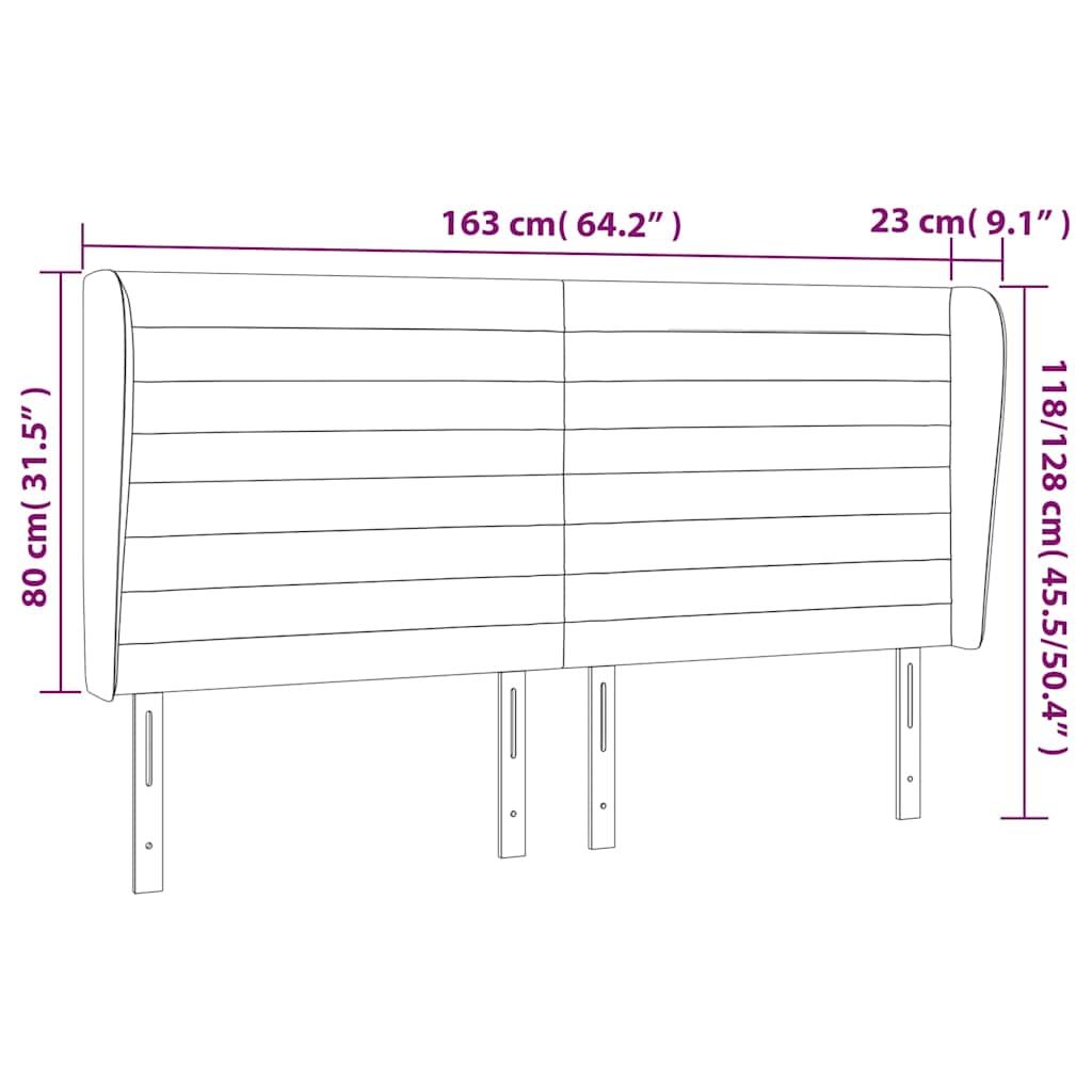 vidaXL Κεφαλάρι με Πτερύγια Μαύρο 163x23x118/128 εκ. Βελούδινο