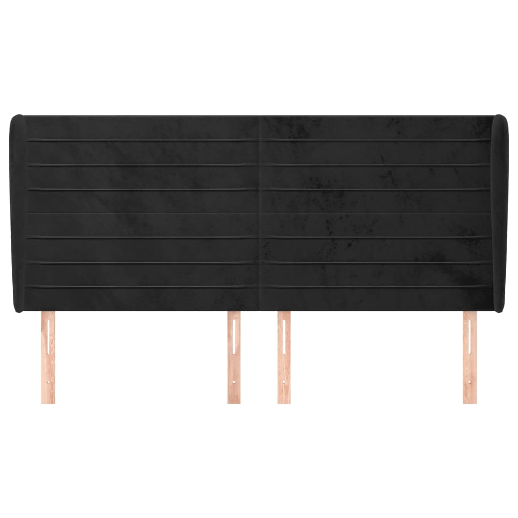 vidaXL Κεφαλάρι με Πτερύγια Μαύρο 203x23x118/128 εκ. Βελούδινο