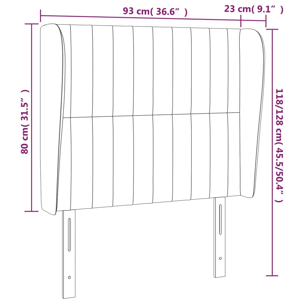 vidaXL Κεφαλάρι με Πτερύγια Μπλε 93 x 23 x 118/128 εκ. Υφασμάτινο