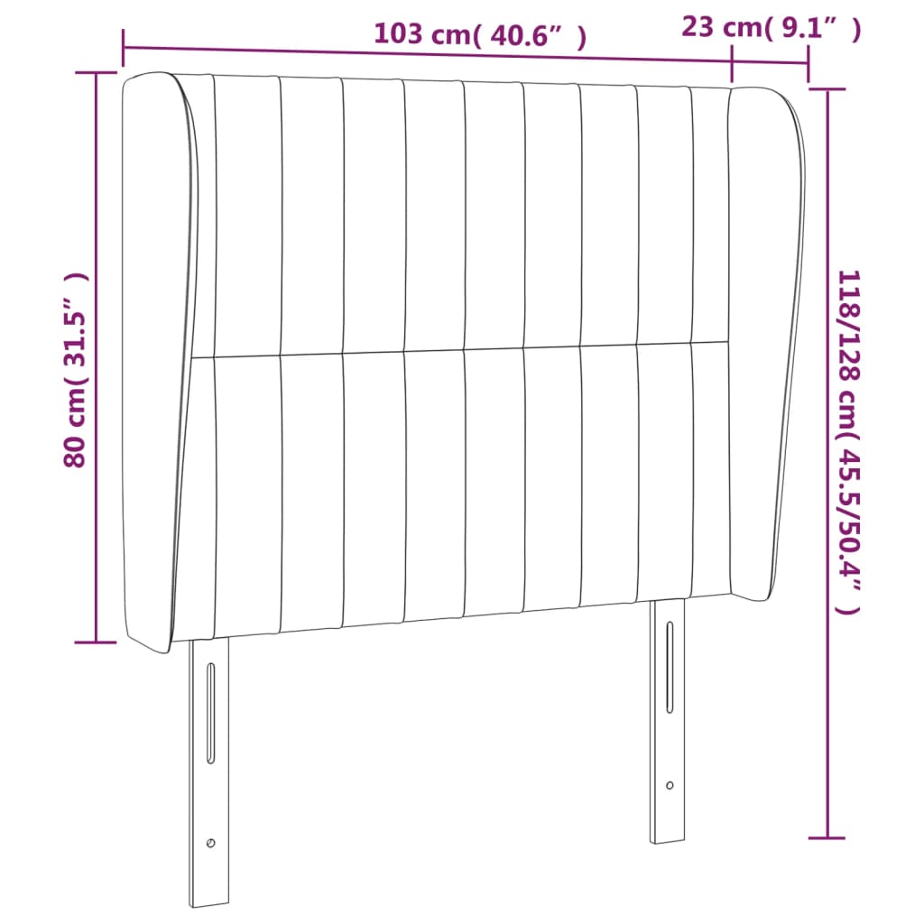 vidaXL Κεφαλάρι με Πτερύγια Taupe 103x23x118/128 εκ. Υφασμάτινο