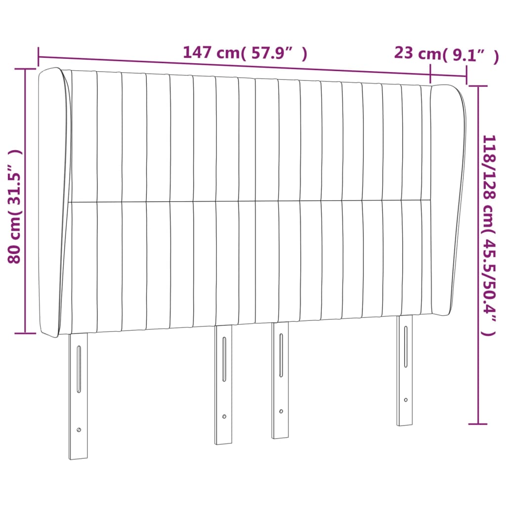 vidaXL Κεφαλάρι με Πτερύγια Κρεμ 147x23x118/128 εκ. Υφασμάτινο