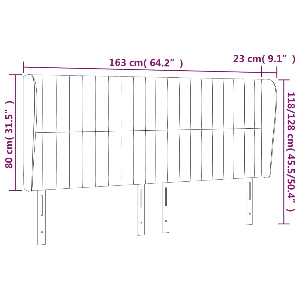 vidaXL Κεφαλάρι με Πτερύγια Μπλε 163x23x118/128 εκ. Υφασμάτινο