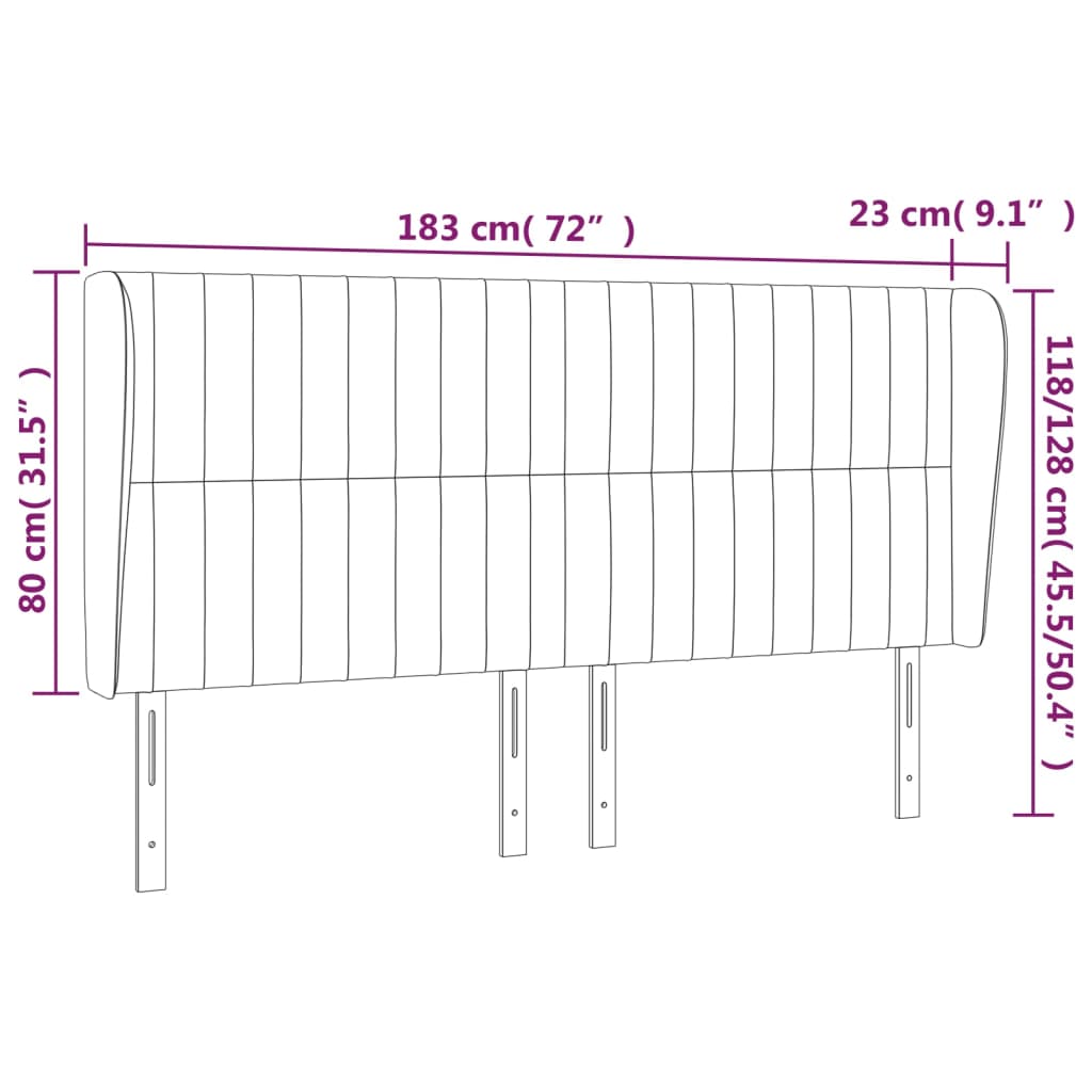 vidaXL Κεφαλάρι με Πτερύγια Μπλε 183x23x118/128 εκ. Υφασμάτινο