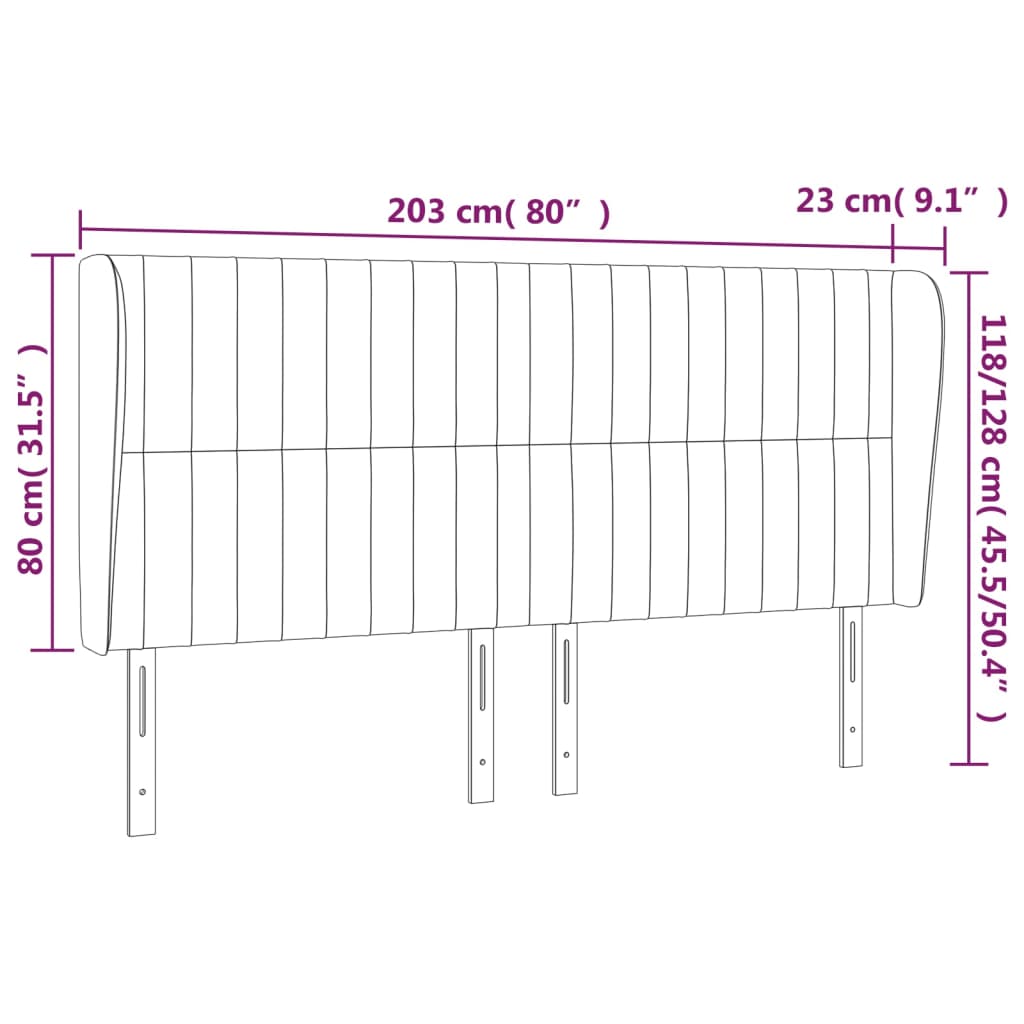 vidaXL Κεφαλάρι με Πτερύγια Taupe 203x23x118/128 εκ. Υφασμάτινο