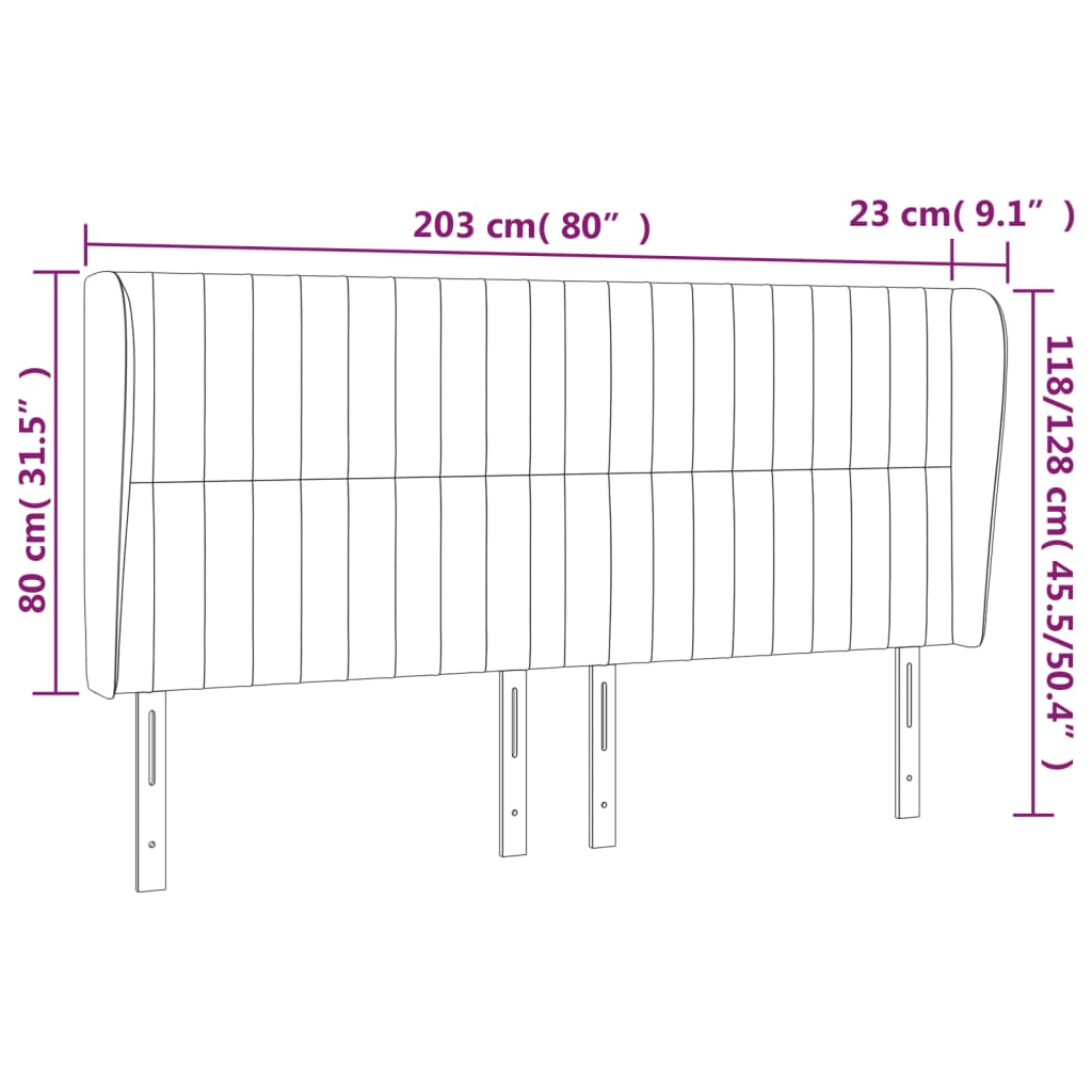 vidaXL Κεφαλάρι με Πτερύγια Μπλε 203x23x118/128 εκ. Υφασμάτινο