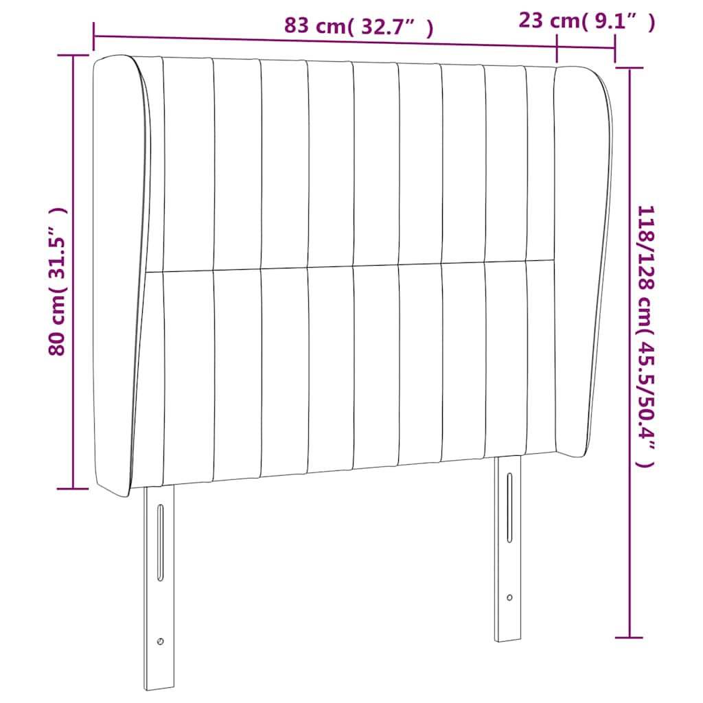 vidaXL Κεφαλάρι με Πτερύγια Μαύρο 83x23x118/128 εκ. Βελούδινο