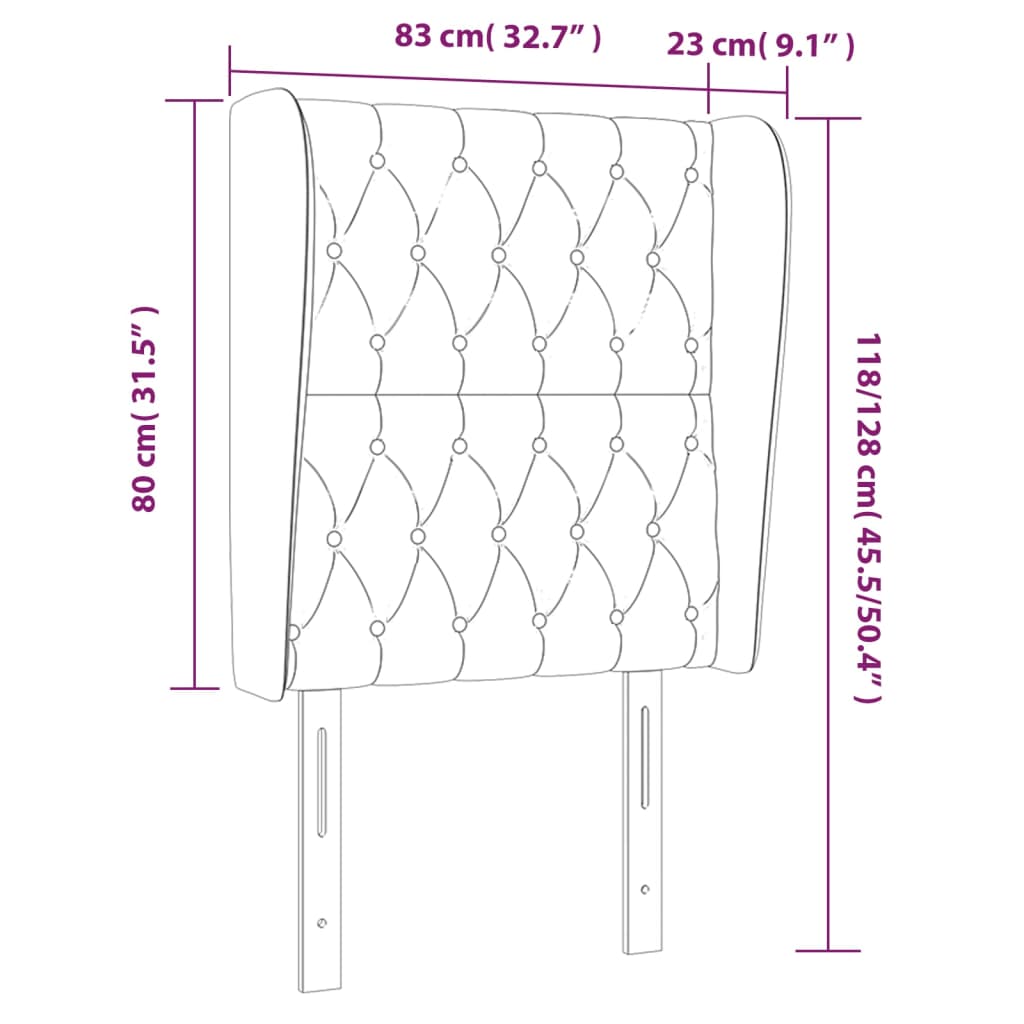 vidaXL Κεφαλάρι με Πτερύγια Σκούρο Καφέ 83x23x118/128 εκ. Υφασμάτινο