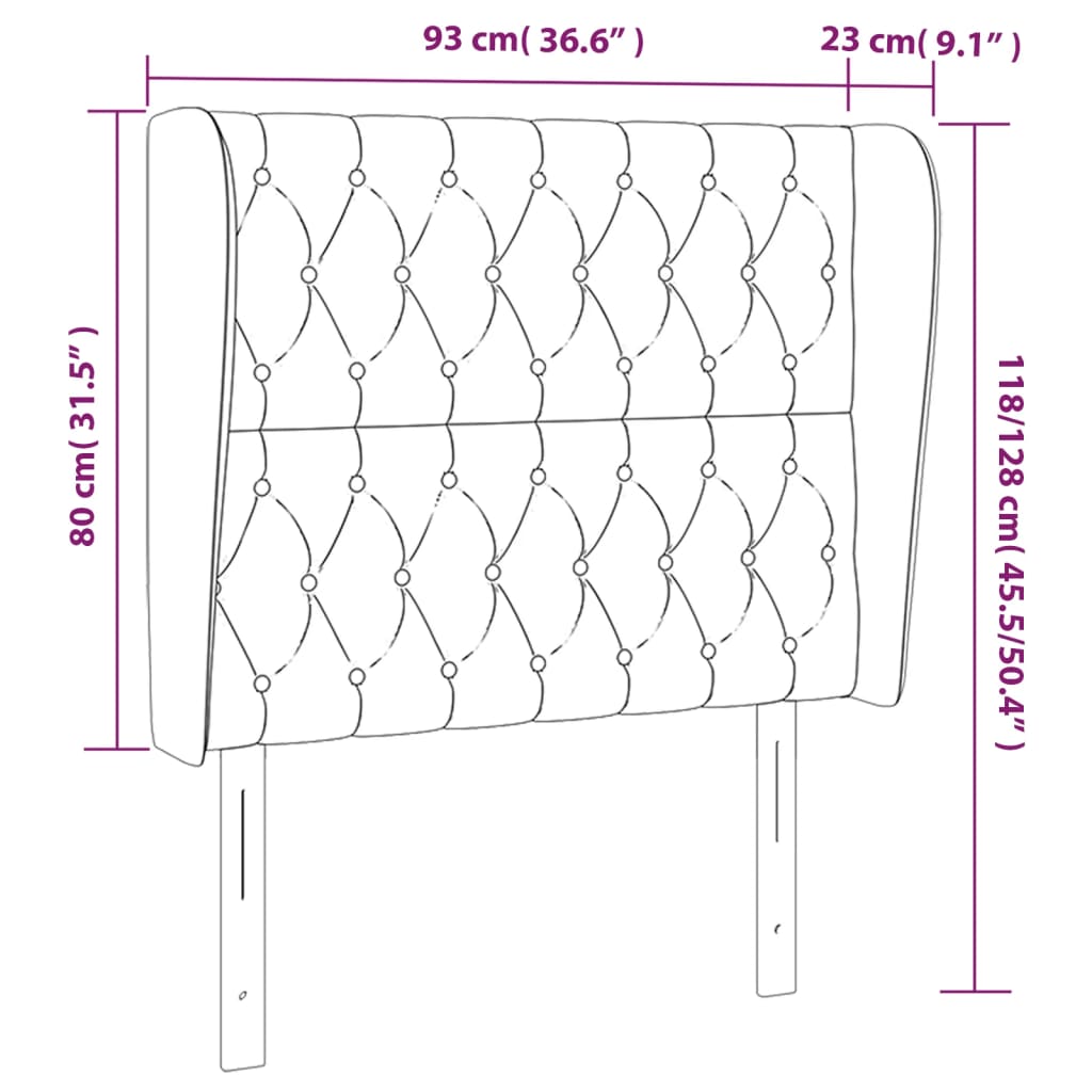 vidaXL Κεφαλάρι με Πτερύγια Κρεμ 93 x 23 x 118/128 εκ. Υφασμάτινο