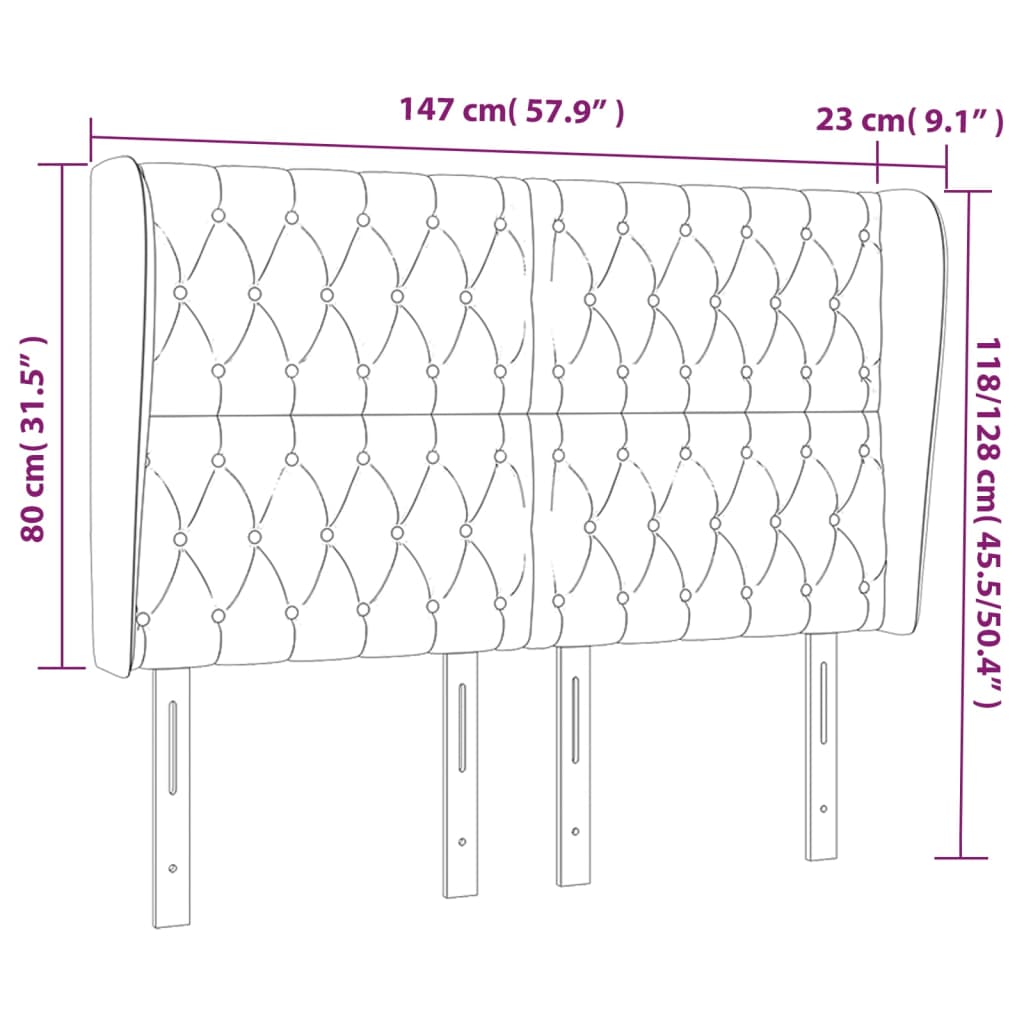 vidaXL Κεφαλάρι με Πτερύγια Μαύρο 147x23x118/128 εκ. Υφασμάτινο