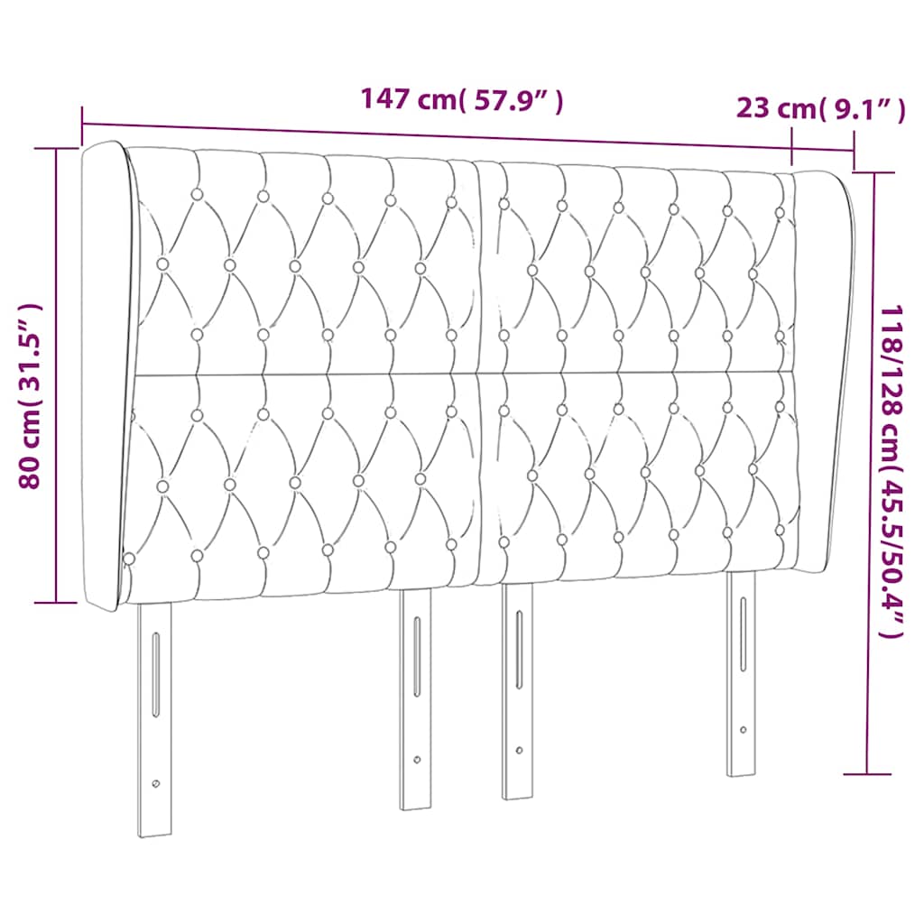 vidaXL Κεφαλάρι με Πτερύγια Σκούρο Καφέ 147x23x118/128 εκ.Υφασμάτινο