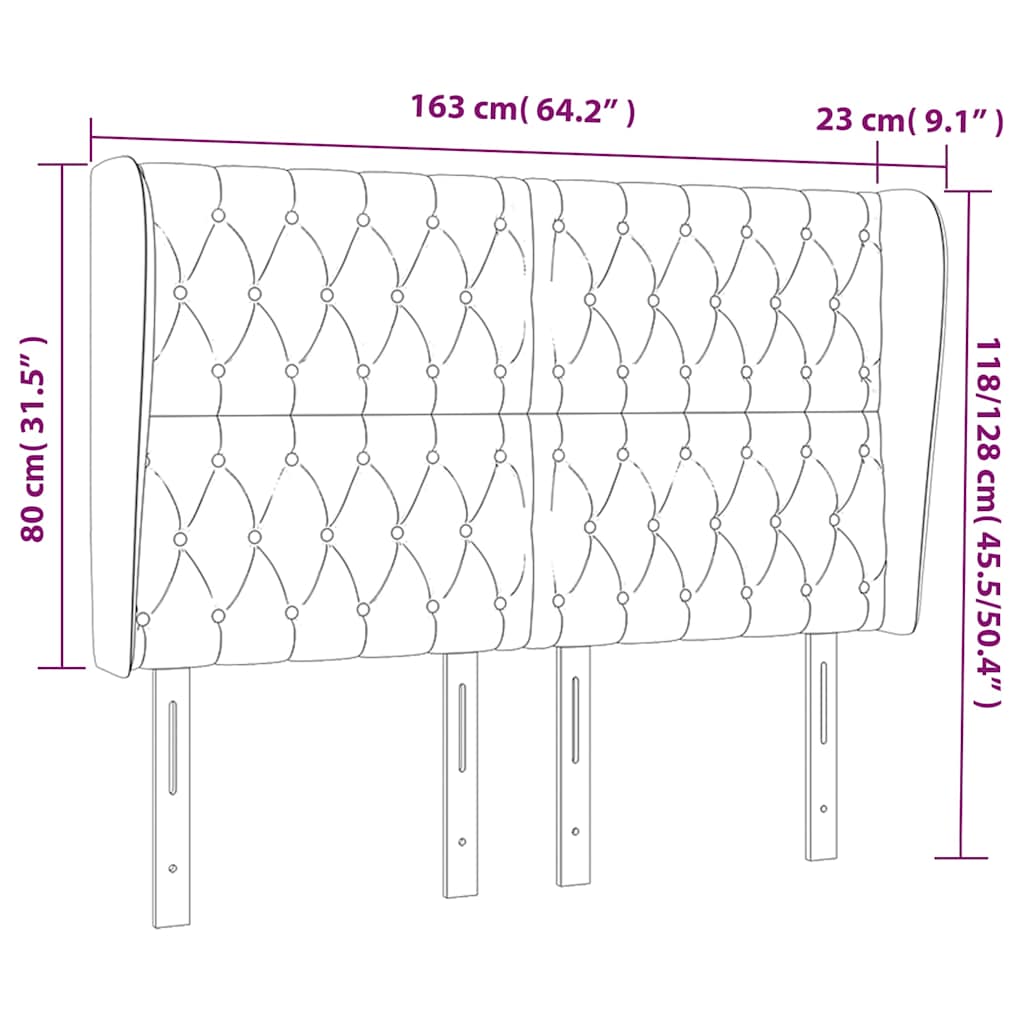 vidaXL Κεφαλάρι με Πτερύγια Σκούρο Μπλε 163x23x118/128 εκ. Βελούδινο