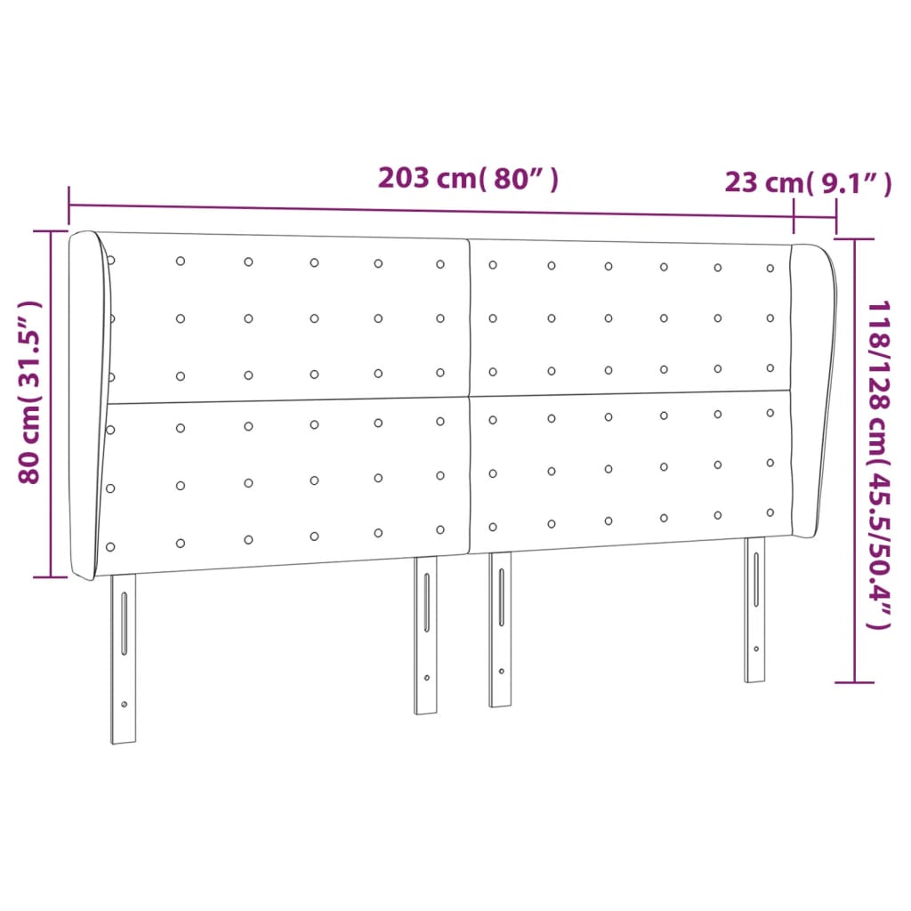 vidaXL Κεφαλάρι με Πτερύγια Κρεμ 203x23x118/128 εκ. Υφασμάτινο