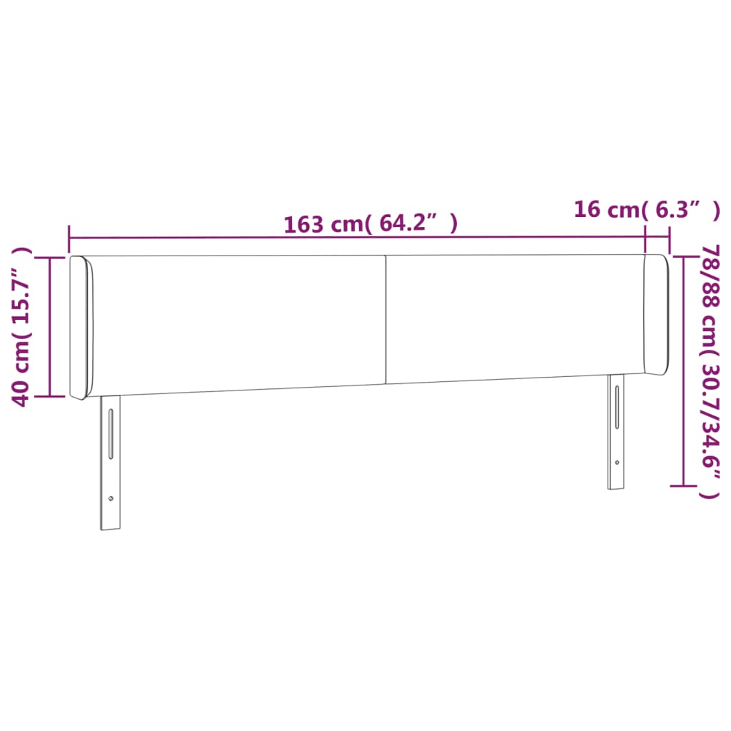 vidaXL Κεφαλάρι με Πτερύγια Κρεμ 163x16x78/88 εκ. Υφασμάτινο