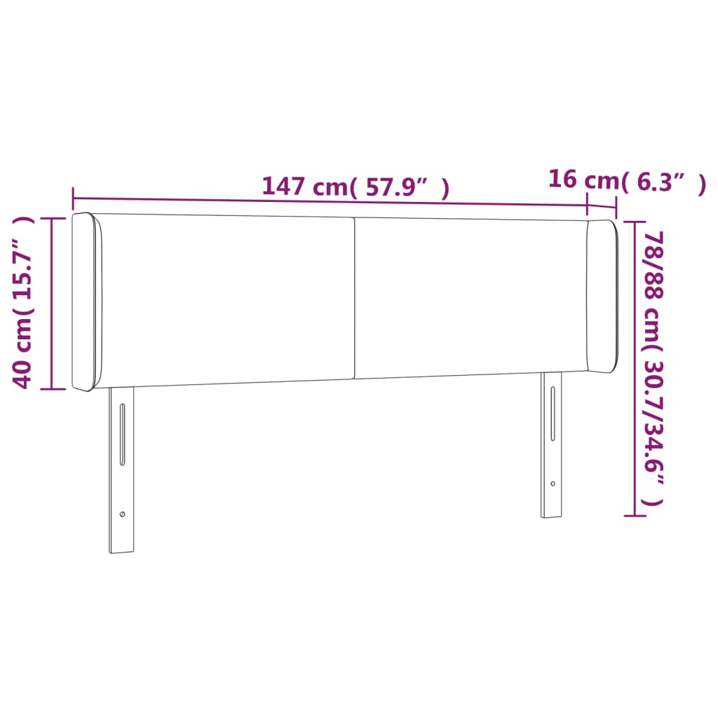 vidaXL Κεφαλάρι με Πτερύγια Ροζ 147x16x78/88 εκ. Βελούδινο