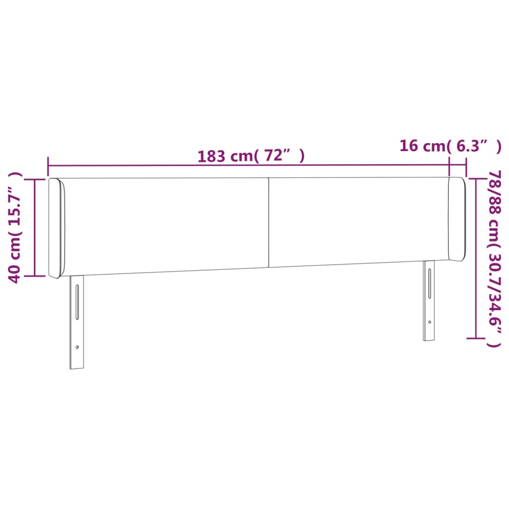vidaXL Κεφαλάρι με Πτερύγια Ροζ 183x16x78/88 εκ. Βελούδινο