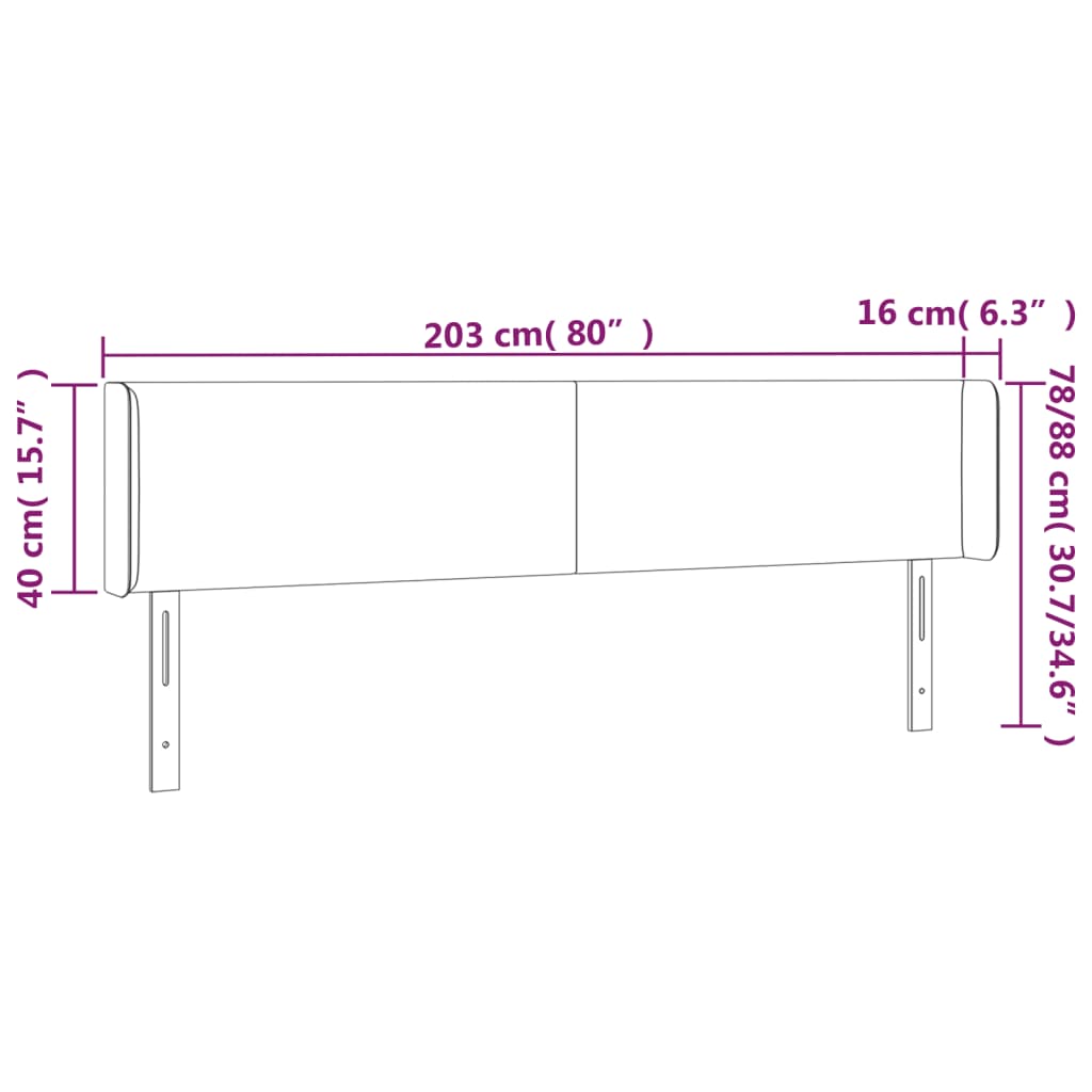 vidaXL Κεφαλάρι με Πτερύγια Ροζ 203x16x78/88 εκ. Βελούδινο