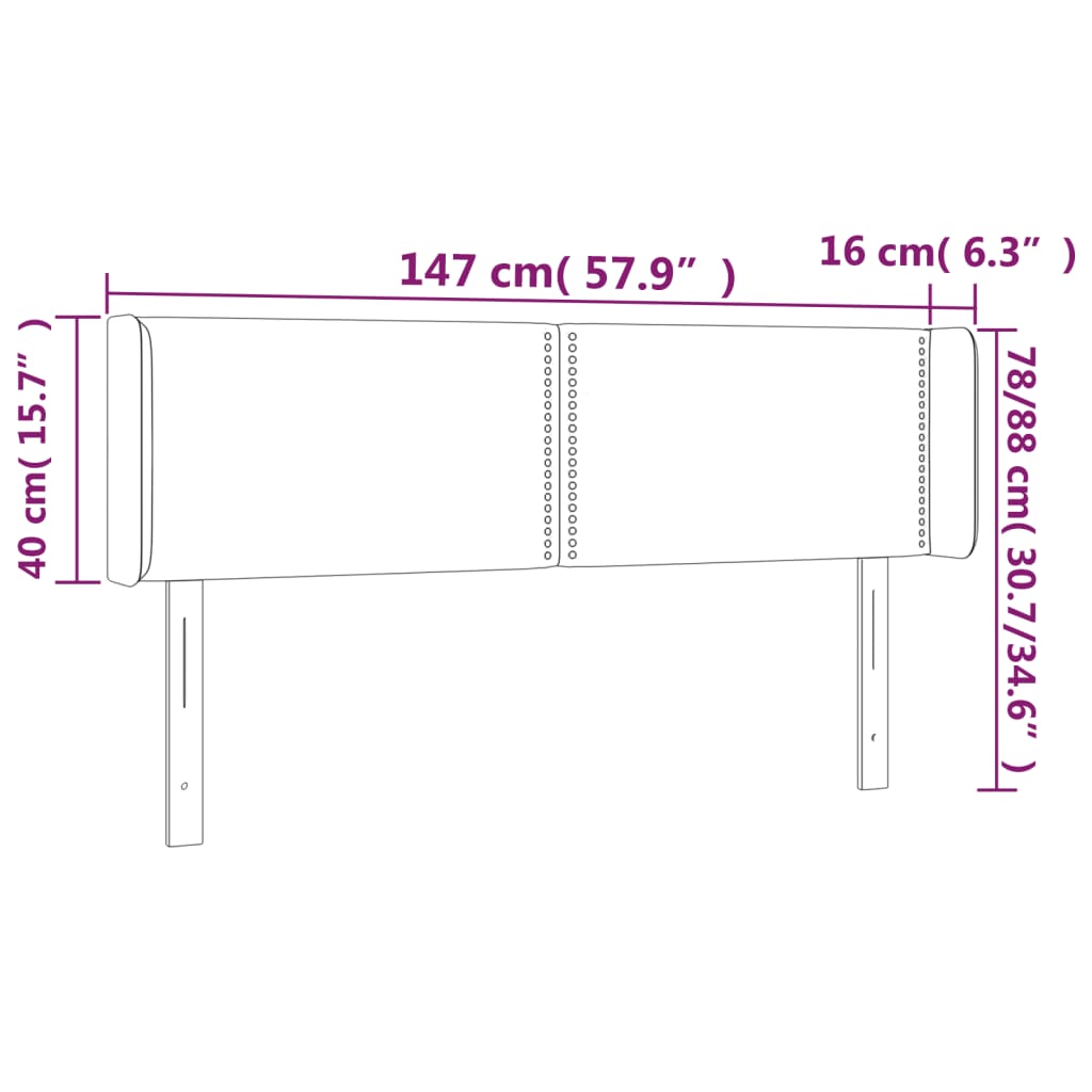 vidaXL Κεφαλάρι με Πτερύγια Κρεμ 147x16x78/88 εκ. Υφασμάτινο